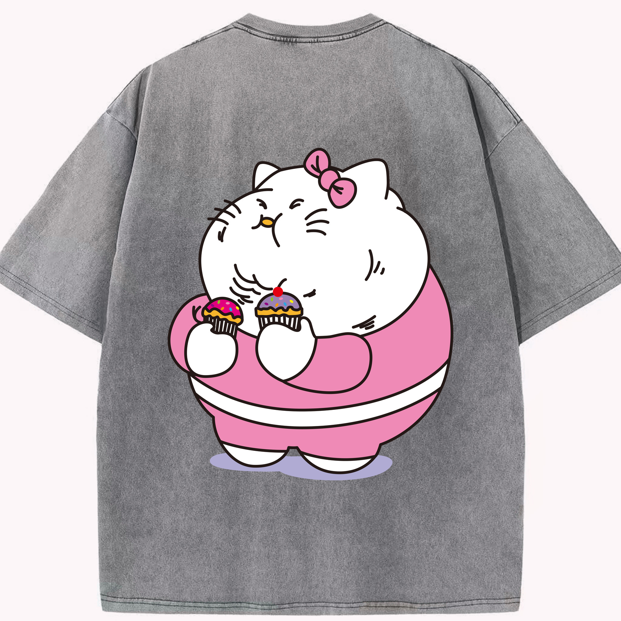 （画像用） Hello Kitty ハローキティ 綿100% ヴィンテージ風 半袖Tシャツ（背面プリント）