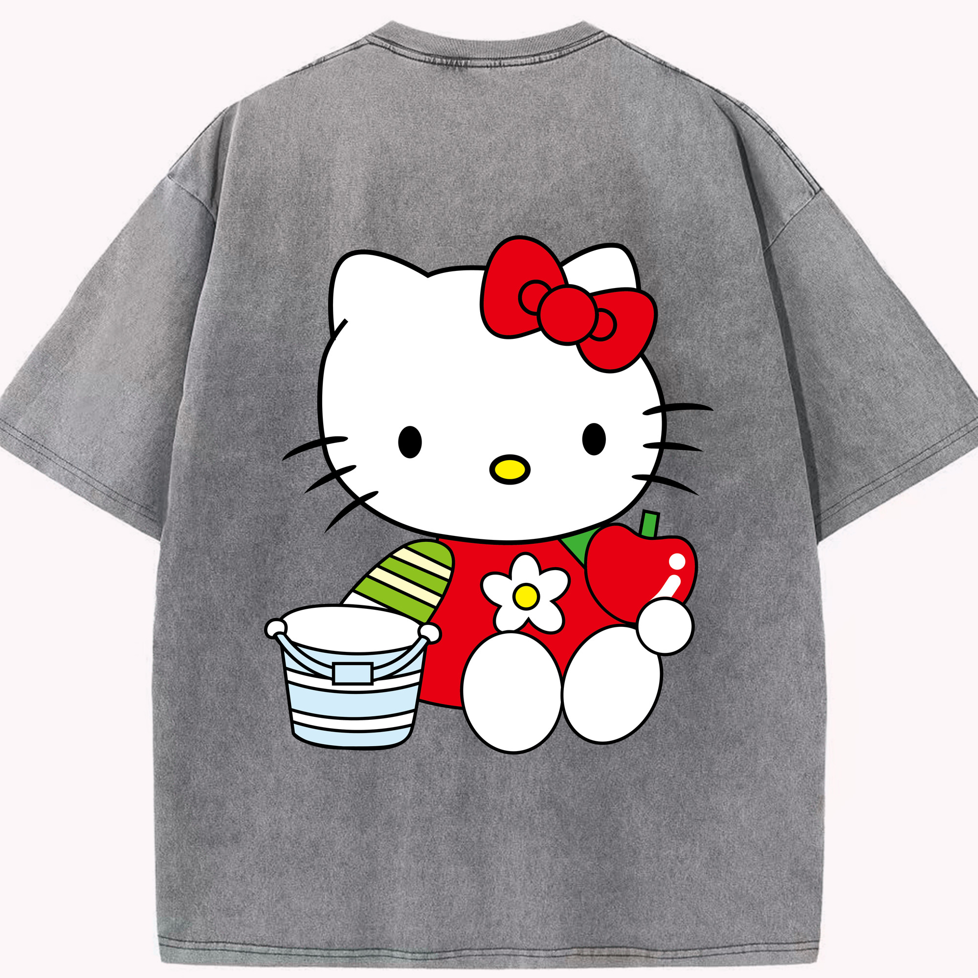 （画像用） Hello Kitty ハローキティ 綿100% ヴィンテージ風 半袖Tシャツ（背面プリント）