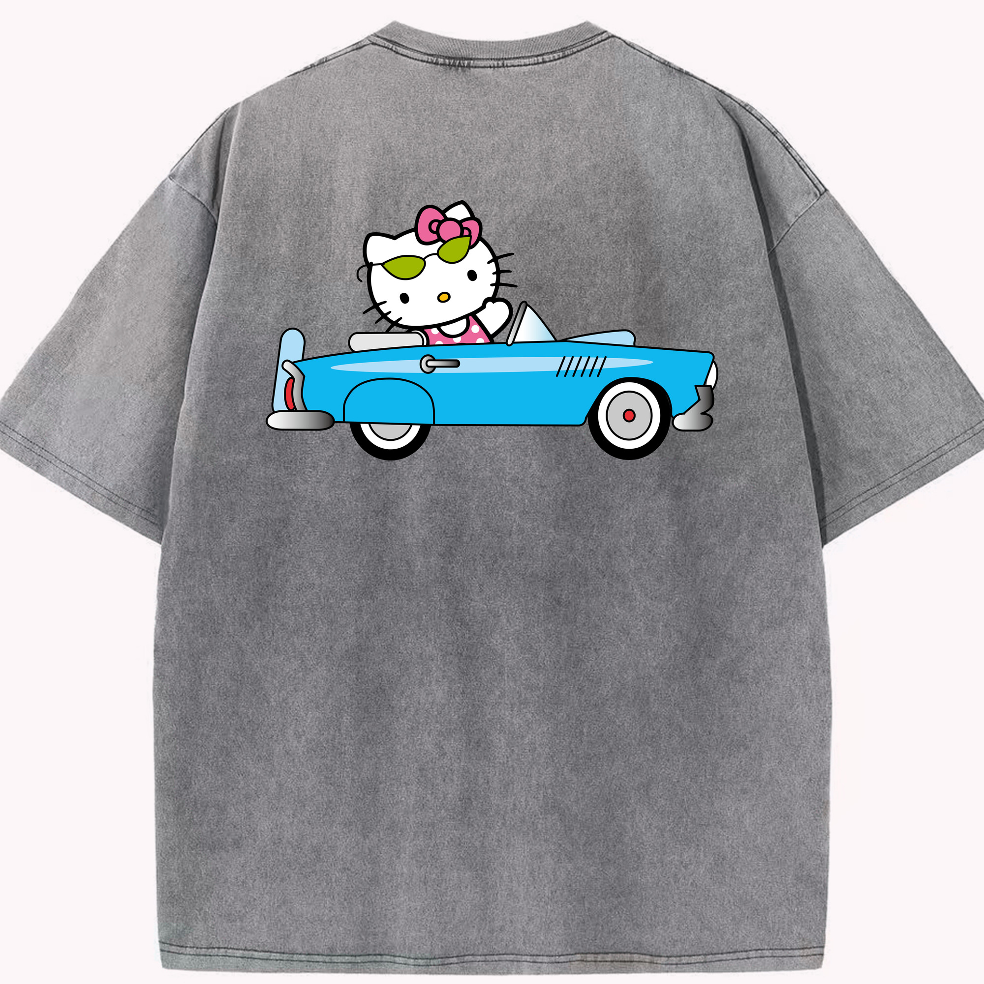 （画像用） Hello Kitty ハローキティ 綿100% ヴィンテージ風 半袖Tシャツ（背面プリント）