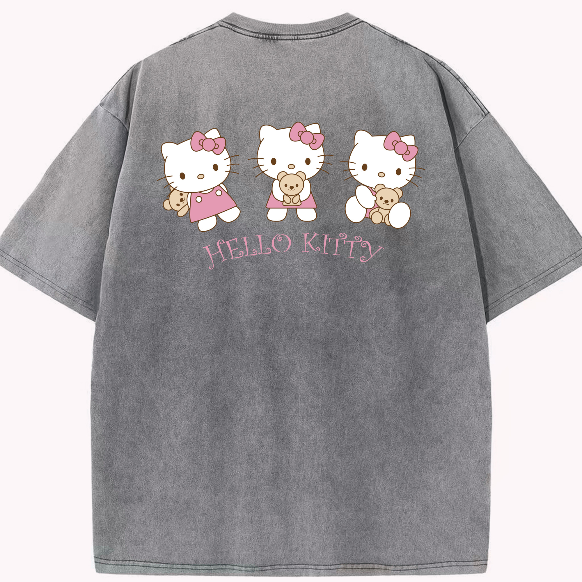 （画像用） Hello Kitty ハローキティ 綿100% ヴィンテージ風 半袖Tシャツ（背面プリント）