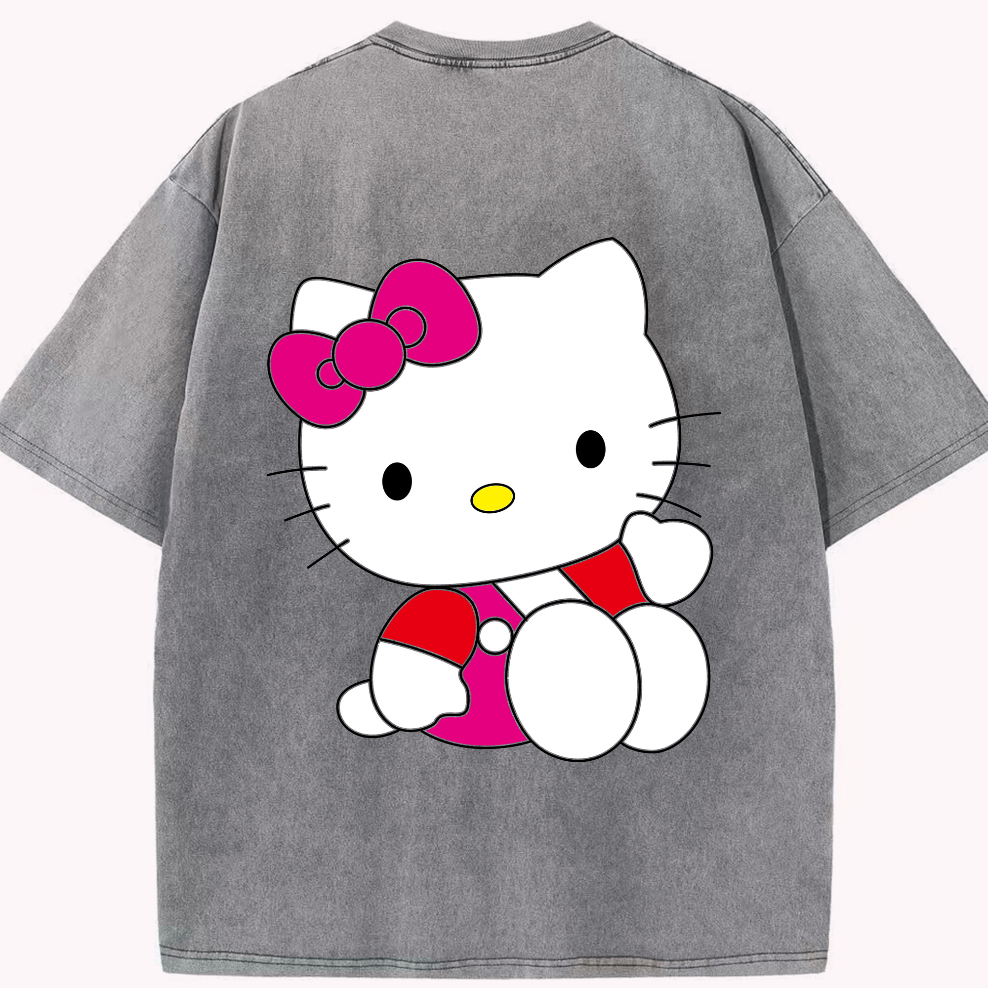 （画像用） Hello Kitty ハローキティ 綿100% ヴィンテージ風 半袖Tシャツ（背面プリント）