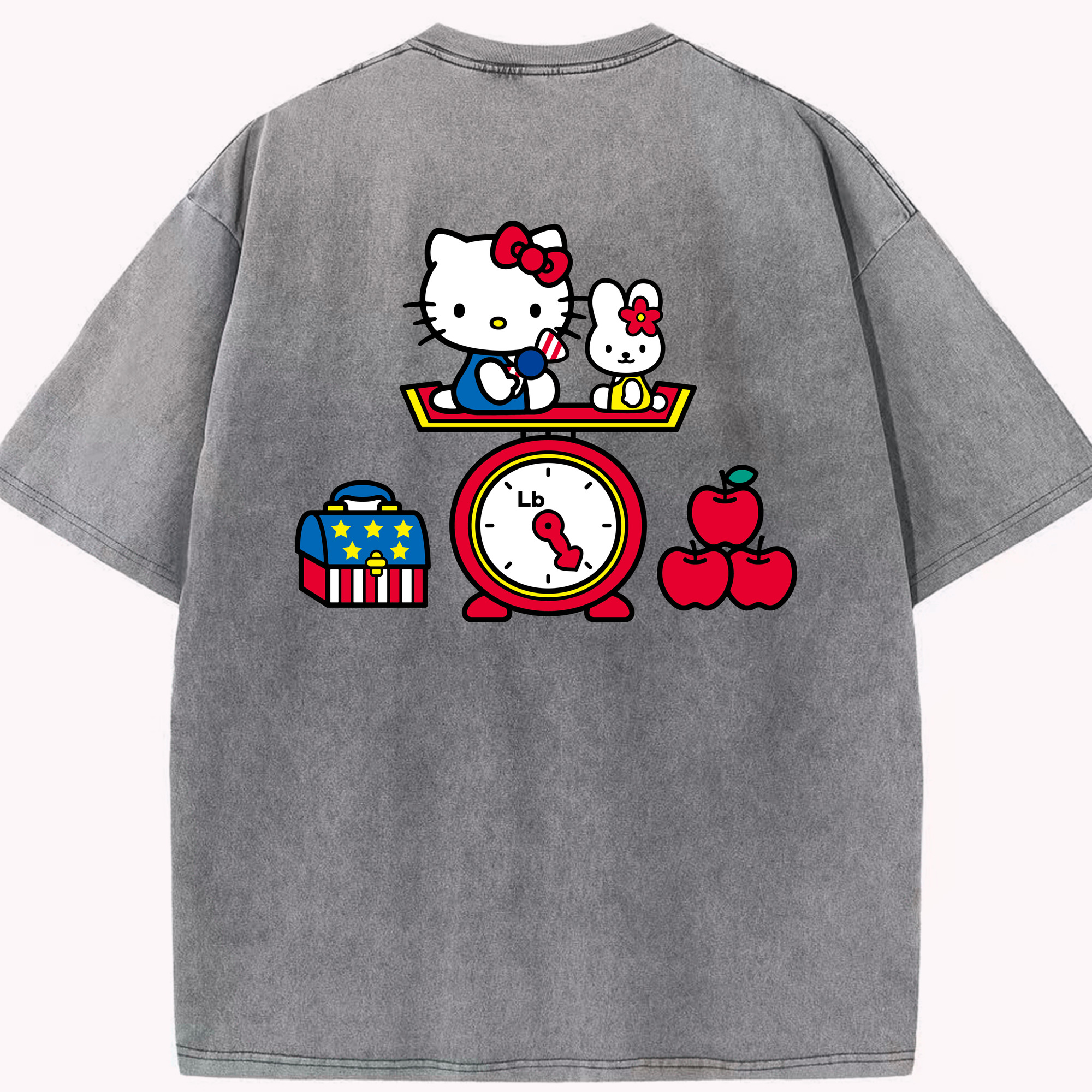 （画像用） Hello Kitty ハローキティ 綿100% ヴィンテージ風 半袖Tシャツ（背面プリント）