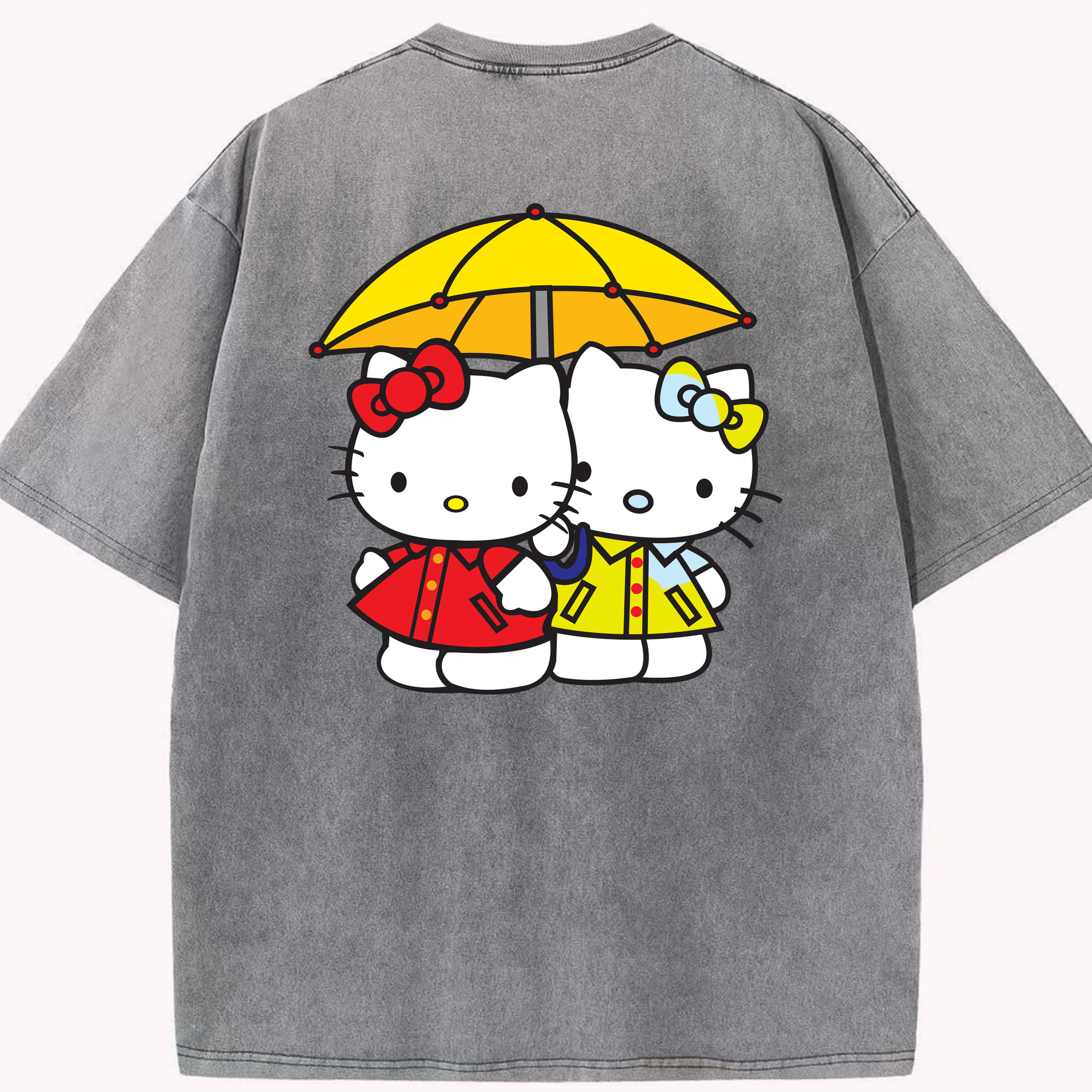 （画像用） Hello Kitty ハローキティ 綿100% ヴィンテージ風 半袖Tシャツ（背面プリント）