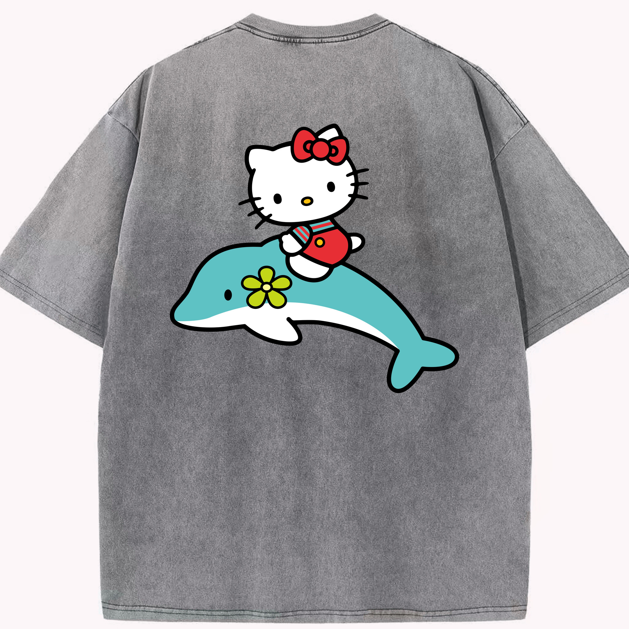 （画像用） Hello Kitty ハローキティ 綿100% ヴィンテージ風 半袖Tシャツ（背面プリント）