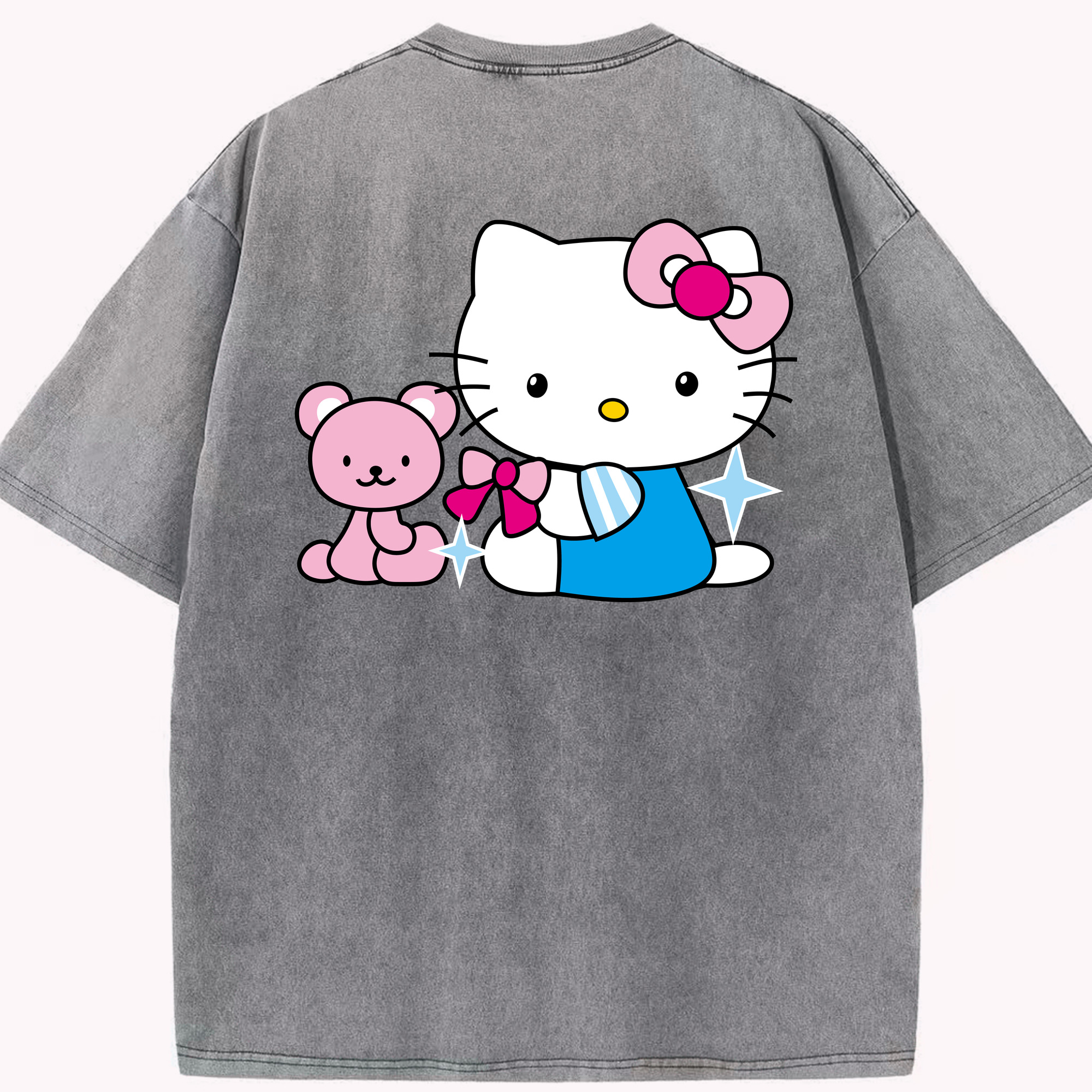（画像用） Hello Kitty ハローキティ 綿100% ヴィンテージ風 半袖Tシャツ（背面プリント）