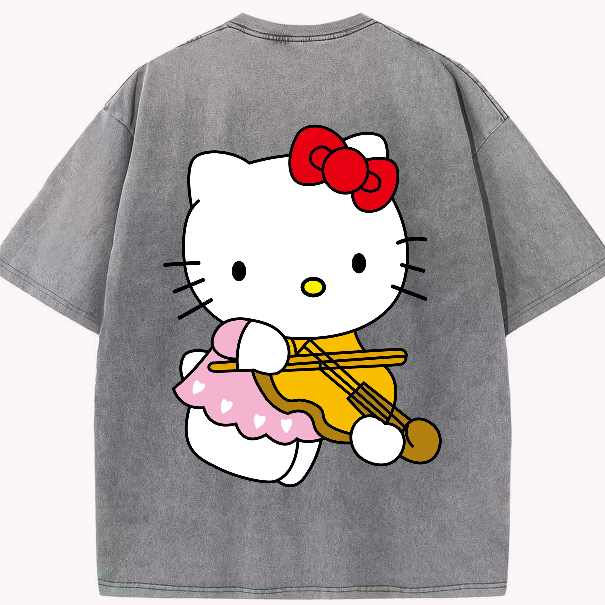 （画像用） Hello Kitty ハローキティ 綿100% ヴィンテージ風 半袖Tシャツ（背面プリント）