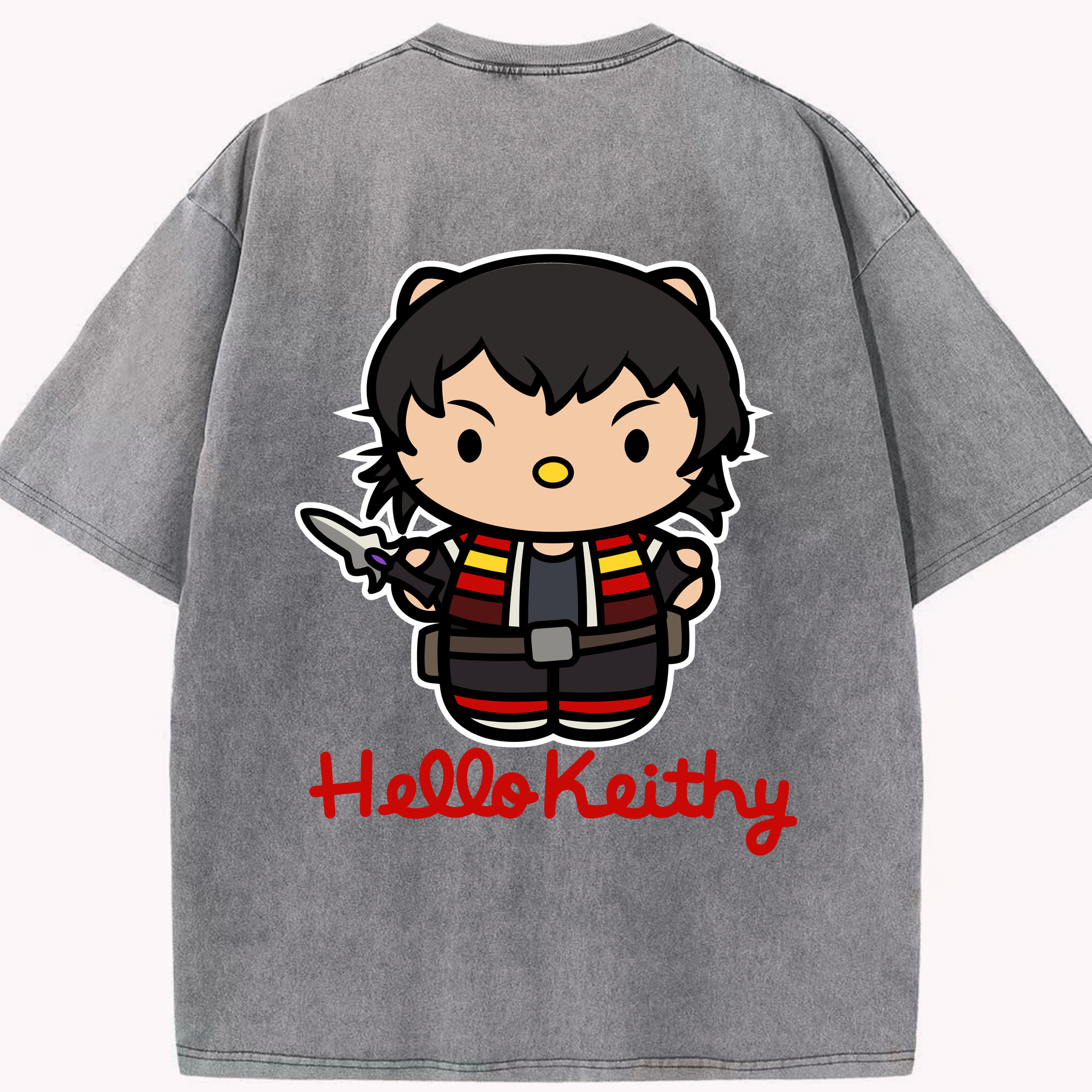 （画像用） Hello Kitty ハローキティ 綿100% ヴィンテージ風 半袖Tシャツ（背面プリント）