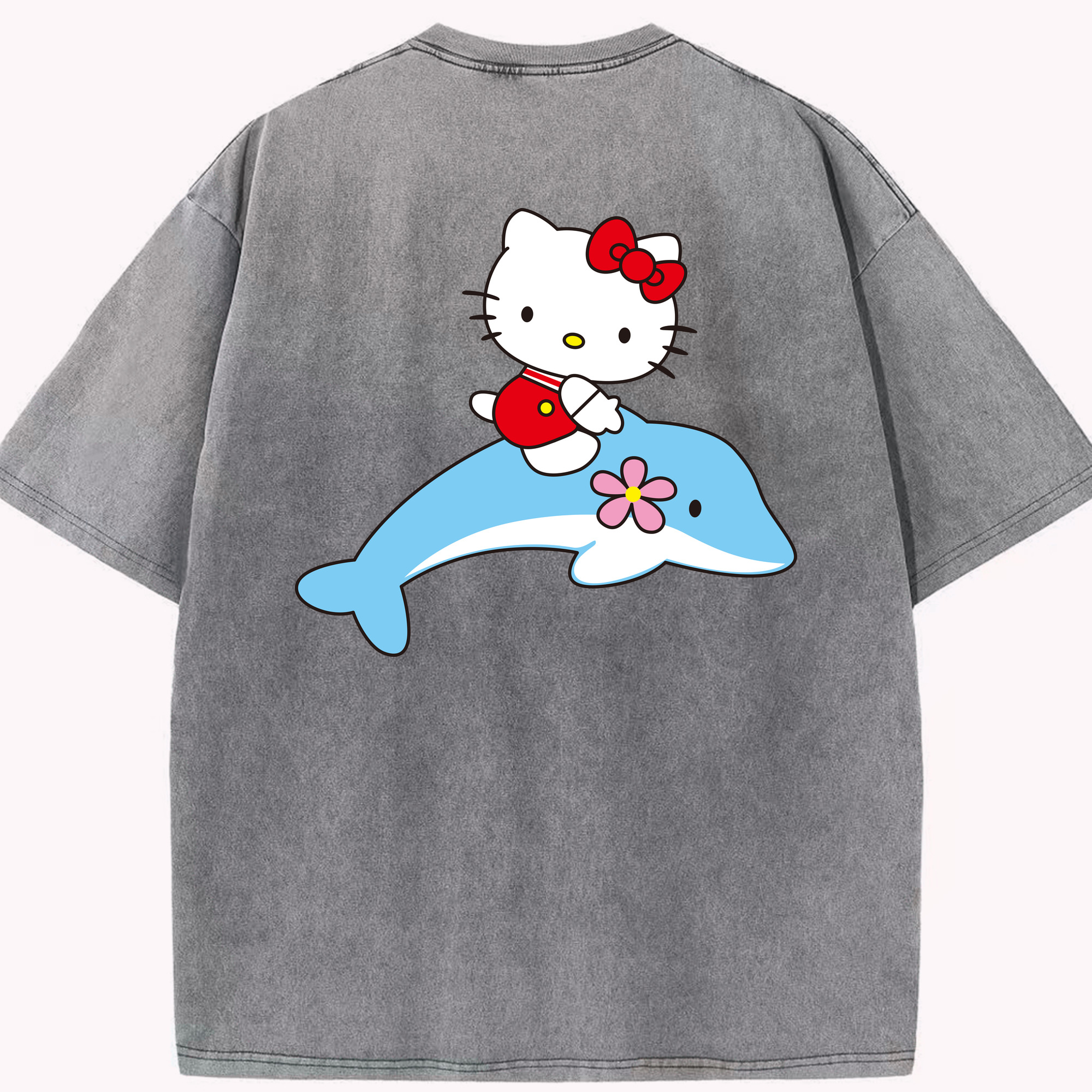 （画像用） Hello Kitty ハローキティ 綿100% ヴィンテージ風 半袖Tシャツ（背面プリント）