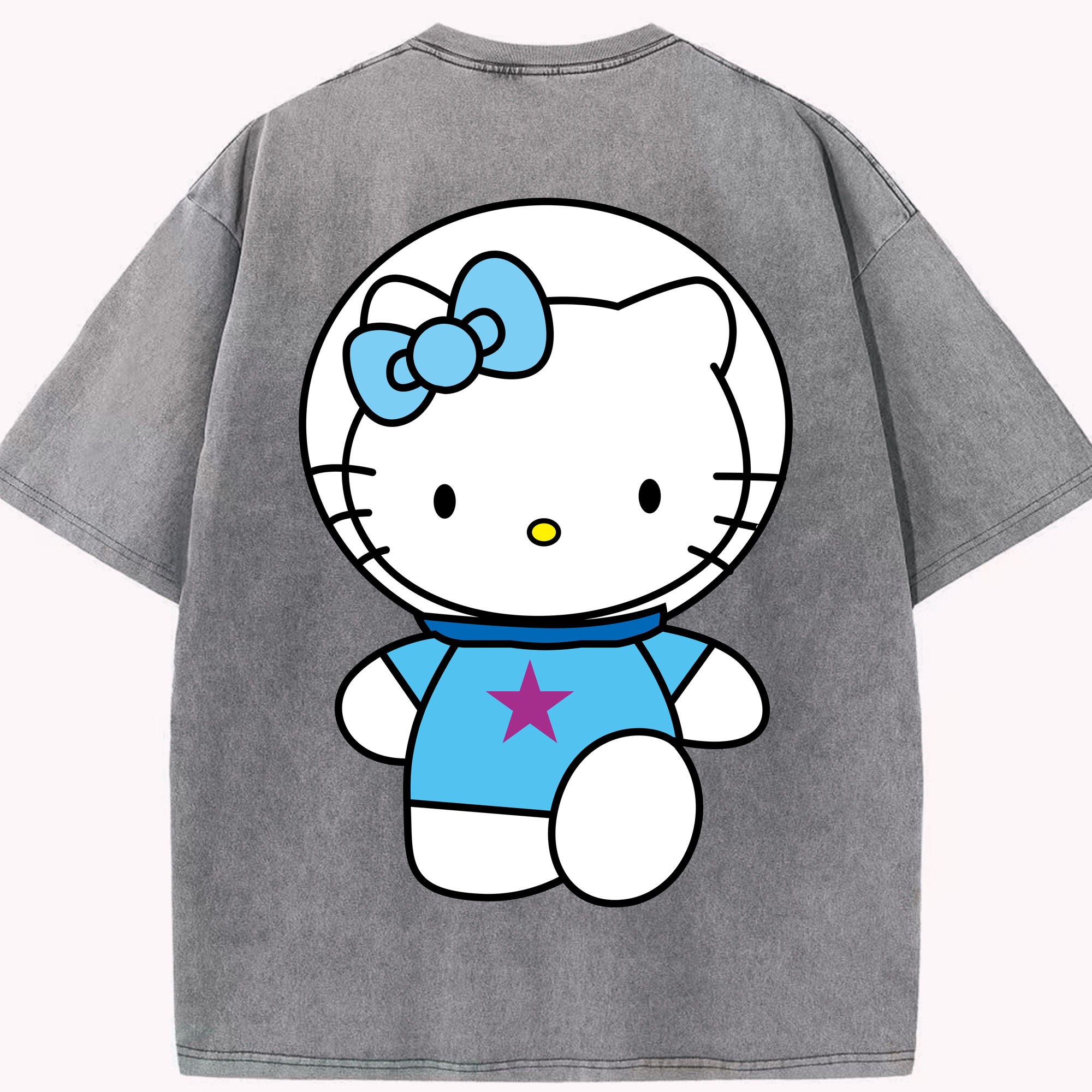 （画像用） Hello Kitty ハローキティ 綿100% ヴィンテージ風 半袖Tシャツ（背面プリント）