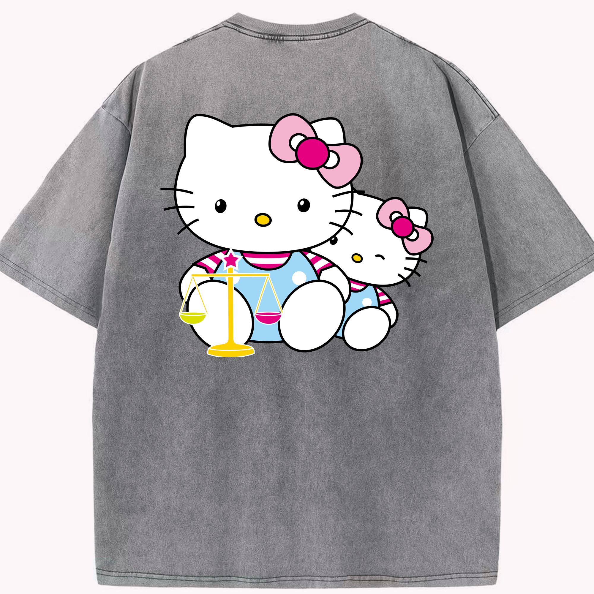 （画像用） Hello Kitty ハローキティ 綿100% ヴィンテージ風 半袖Tシャツ（背面プリント）