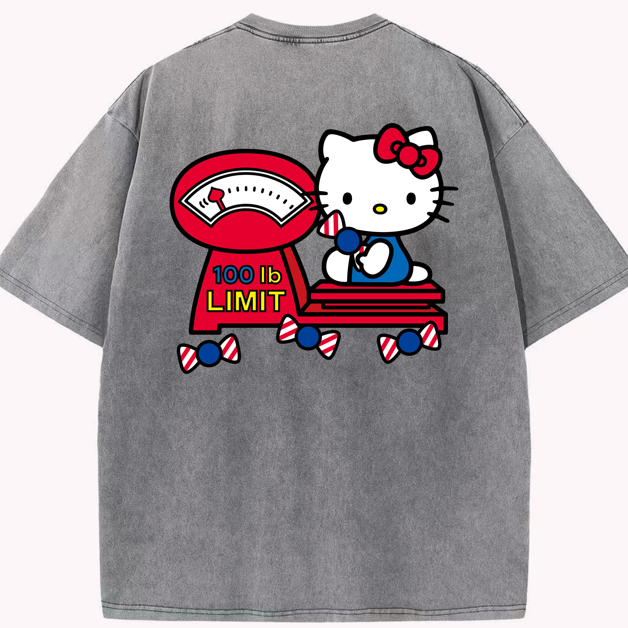 （画像用） Hello Kitty ハローキティ 綿100% ヴィンテージ風 半袖Tシャツ（背面プリント）