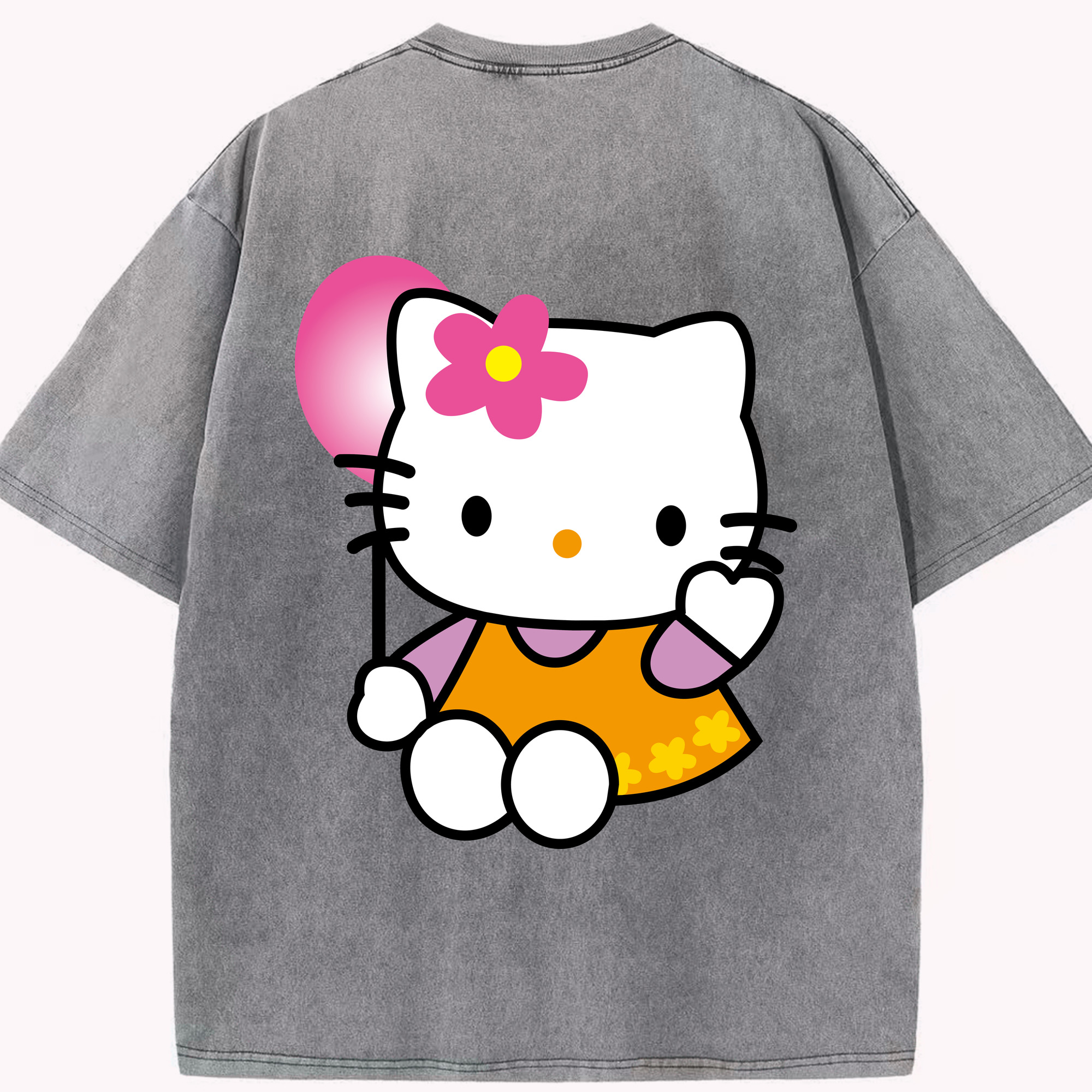 （画像用） Hello Kitty ハローキティ 綿100% ヴィンテージ風 半袖Tシャツ（背面プリント）