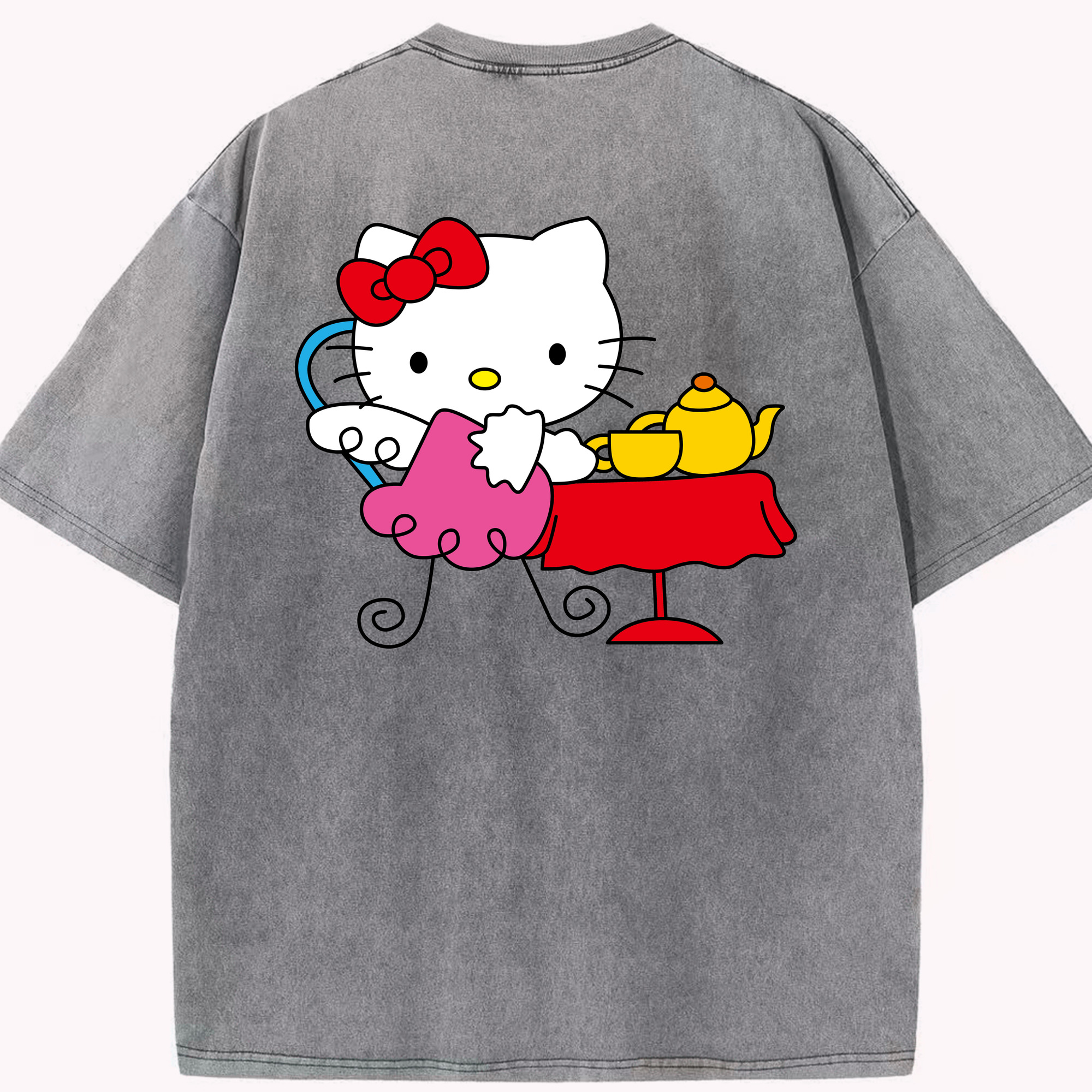 （画像用） Hello Kitty ハローキティ 綿100% ヴィンテージ風 半袖Tシャツ（背面プリント）