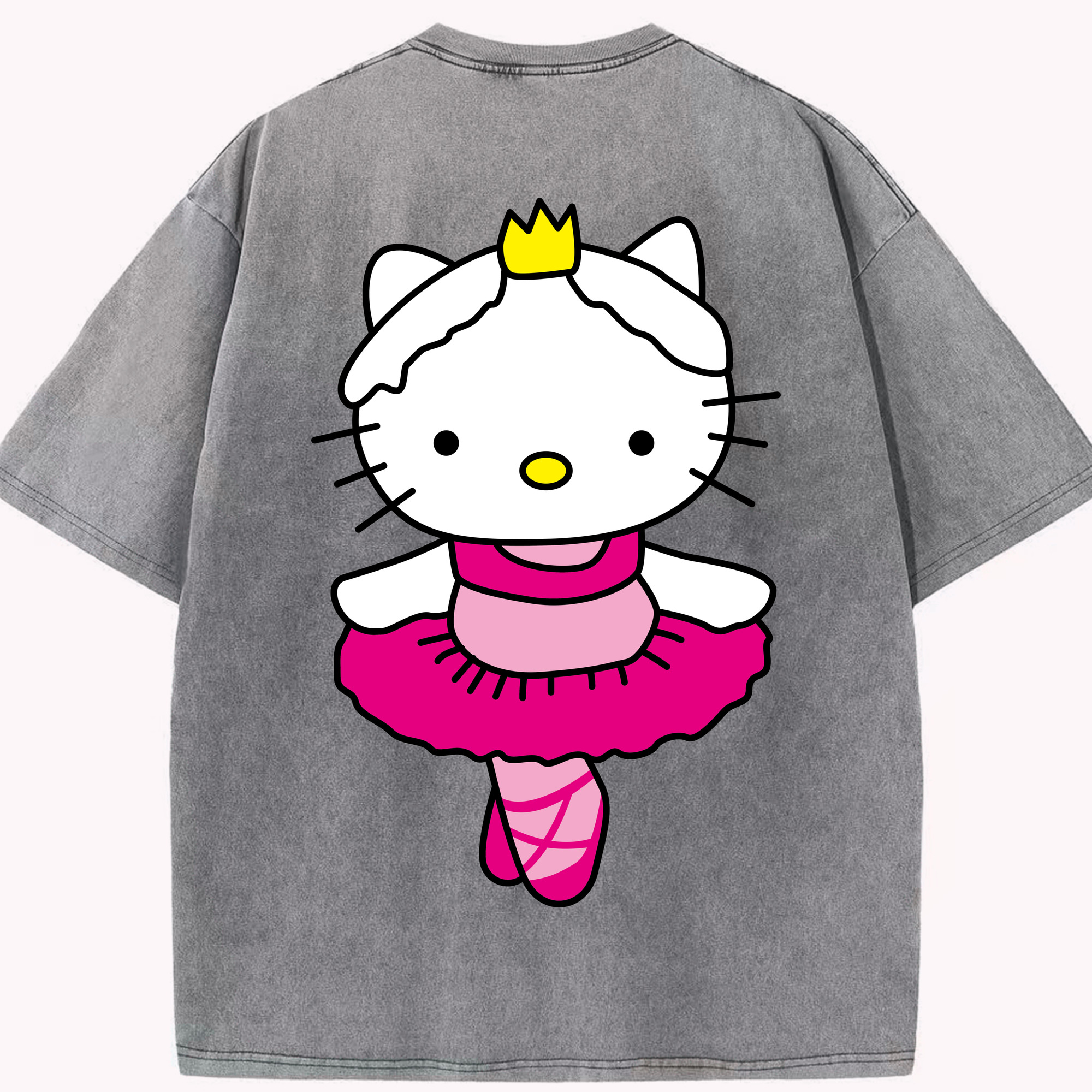 （画像用） Hello Kitty ハローキティ 綿100% ヴィンテージ風 半袖Tシャツ（背面プリント）