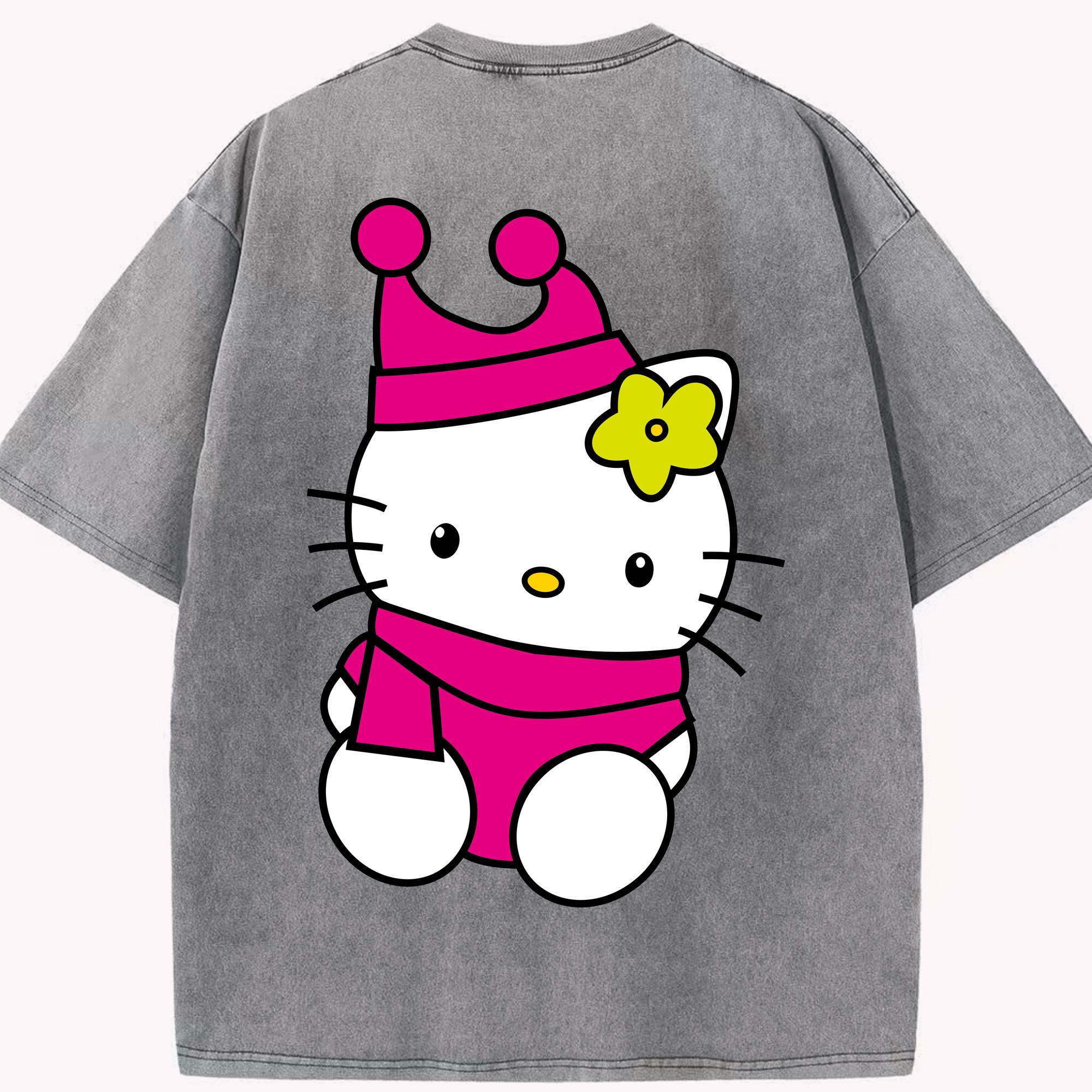 （画像用） Hello Kitty ハローキティ 綿100% ヴィンテージ風 半袖Tシャツ（背面プリント）