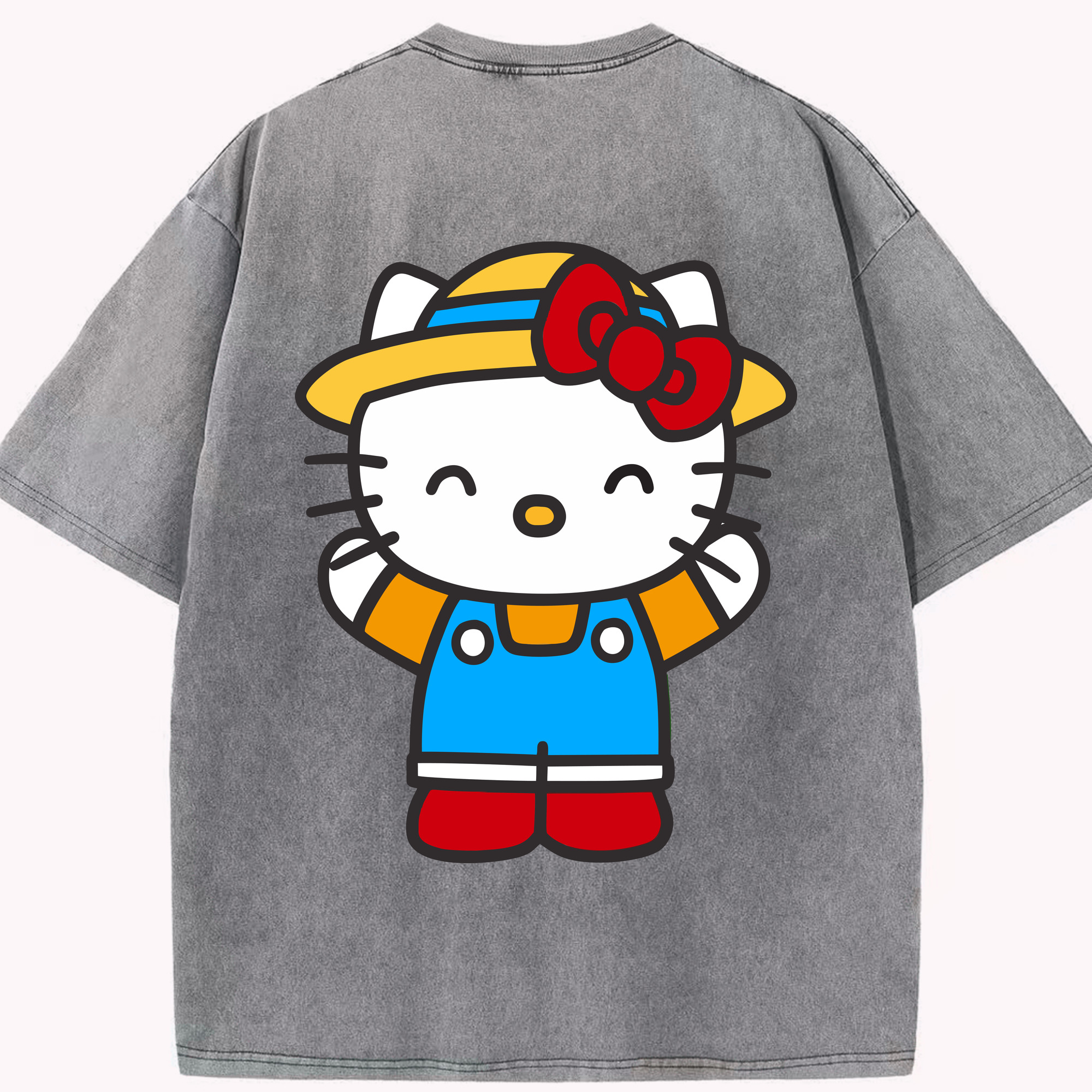 （画像用） Hello Kitty ハローキティ 綿100% ヴィンテージ風 半袖Tシャツ（背面プリント）