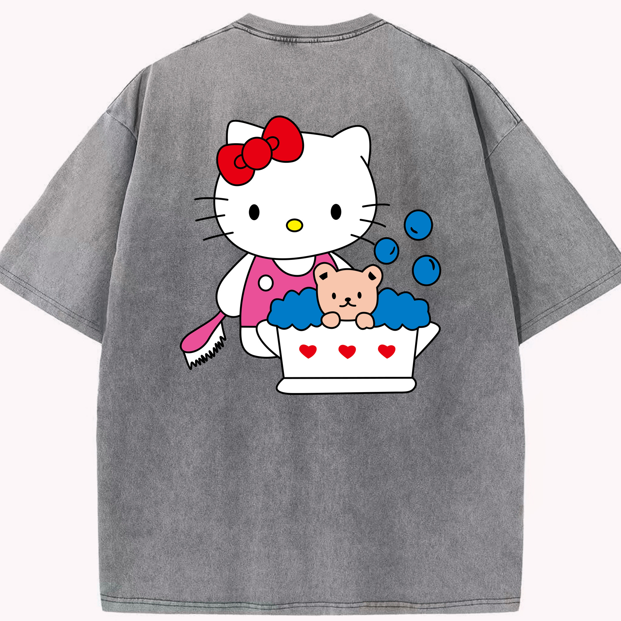 （画像用） Hello Kitty ハローキティ 綿100% ヴィンテージ風 半袖Tシャツ（背面プリント）