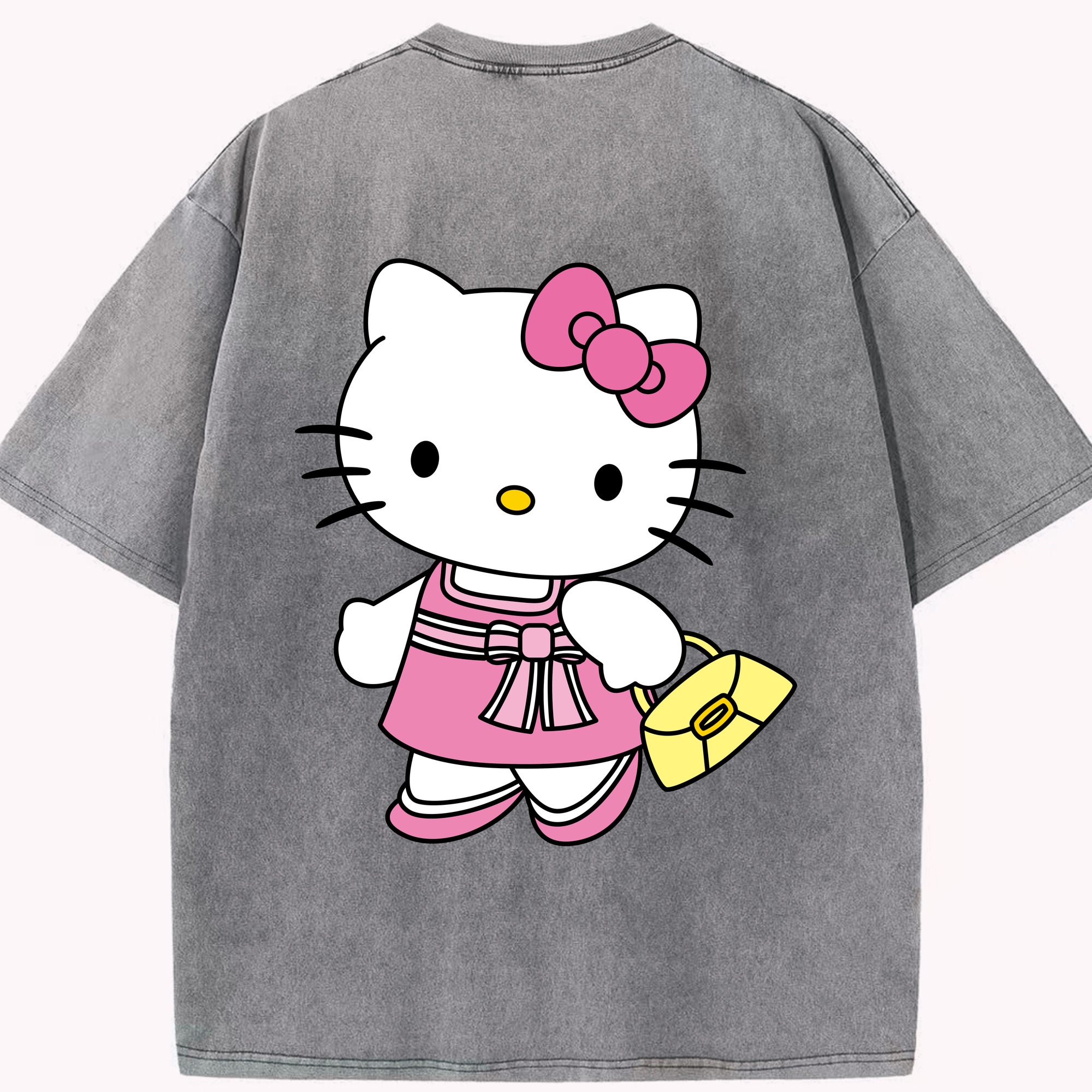 （画像用） Hello Kitty ハローキティ 綿100% ヴィンテージ風 半袖Tシャツ（背面プリント）