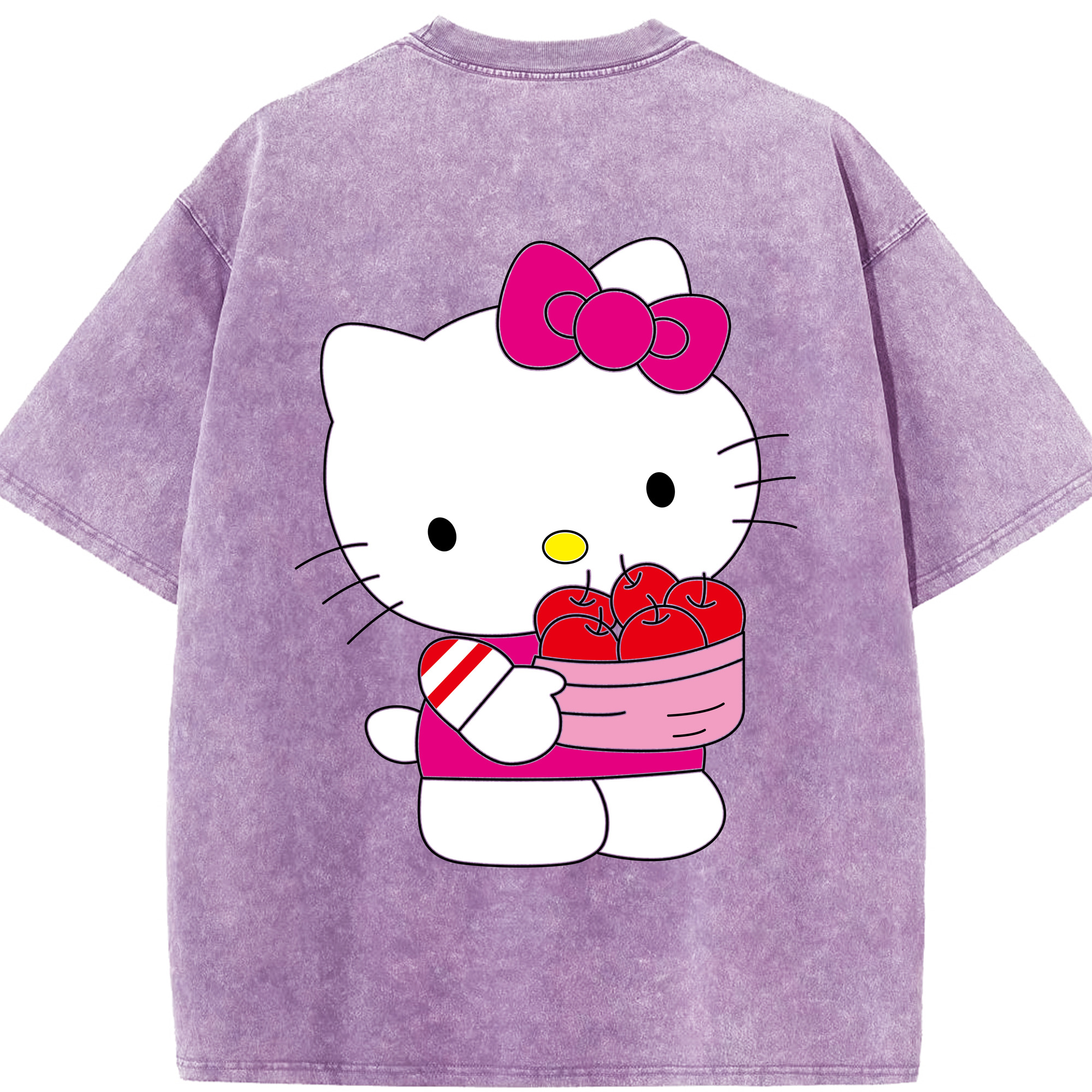 （画像用） Hello Kitty ハローキティ 綿100% ヴィンテージ風 半袖Tシャツ（背面プリント）