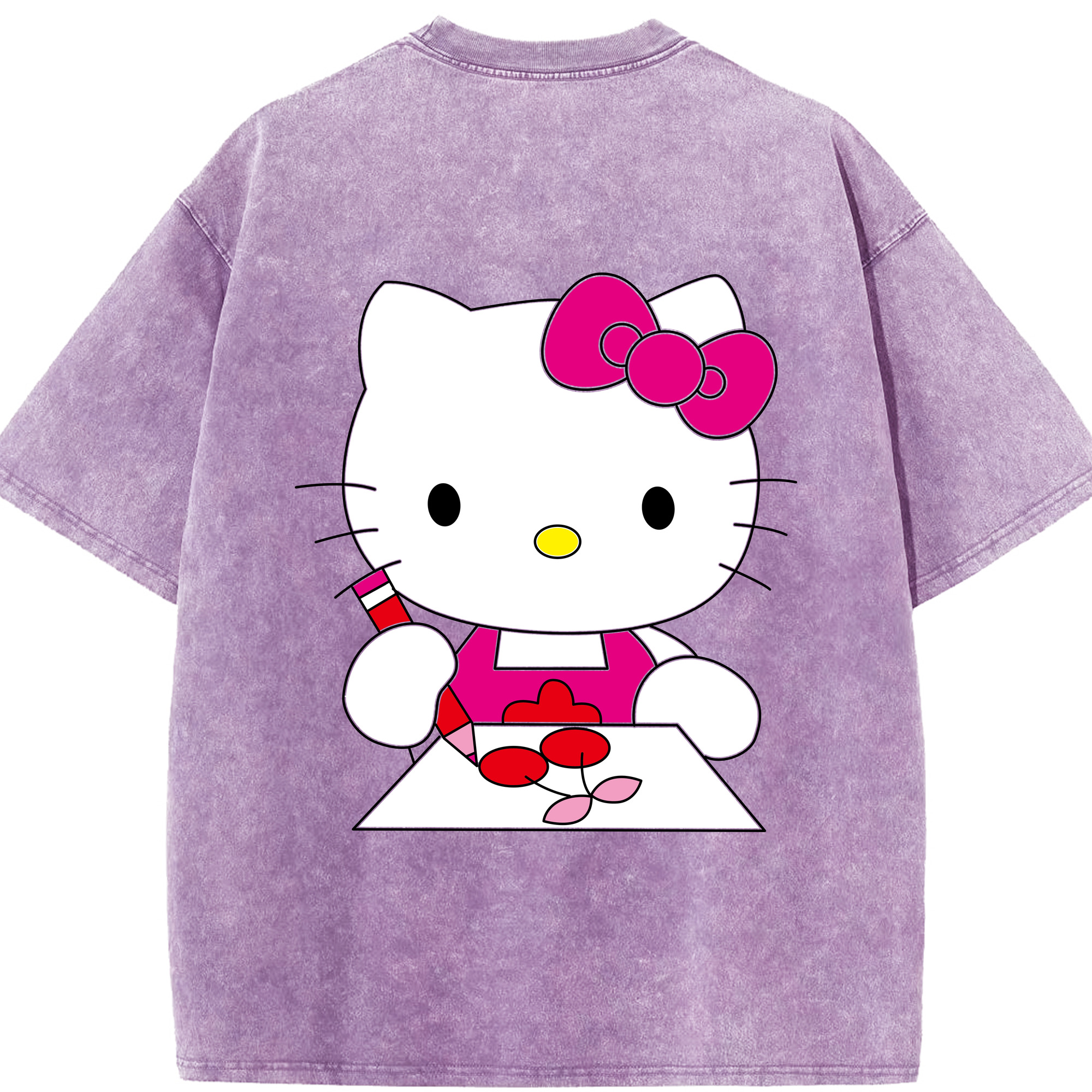 （画像用） Hello Kitty ハローキティ 綿100% ヴィンテージ風 半袖Tシャツ（背面プリント）