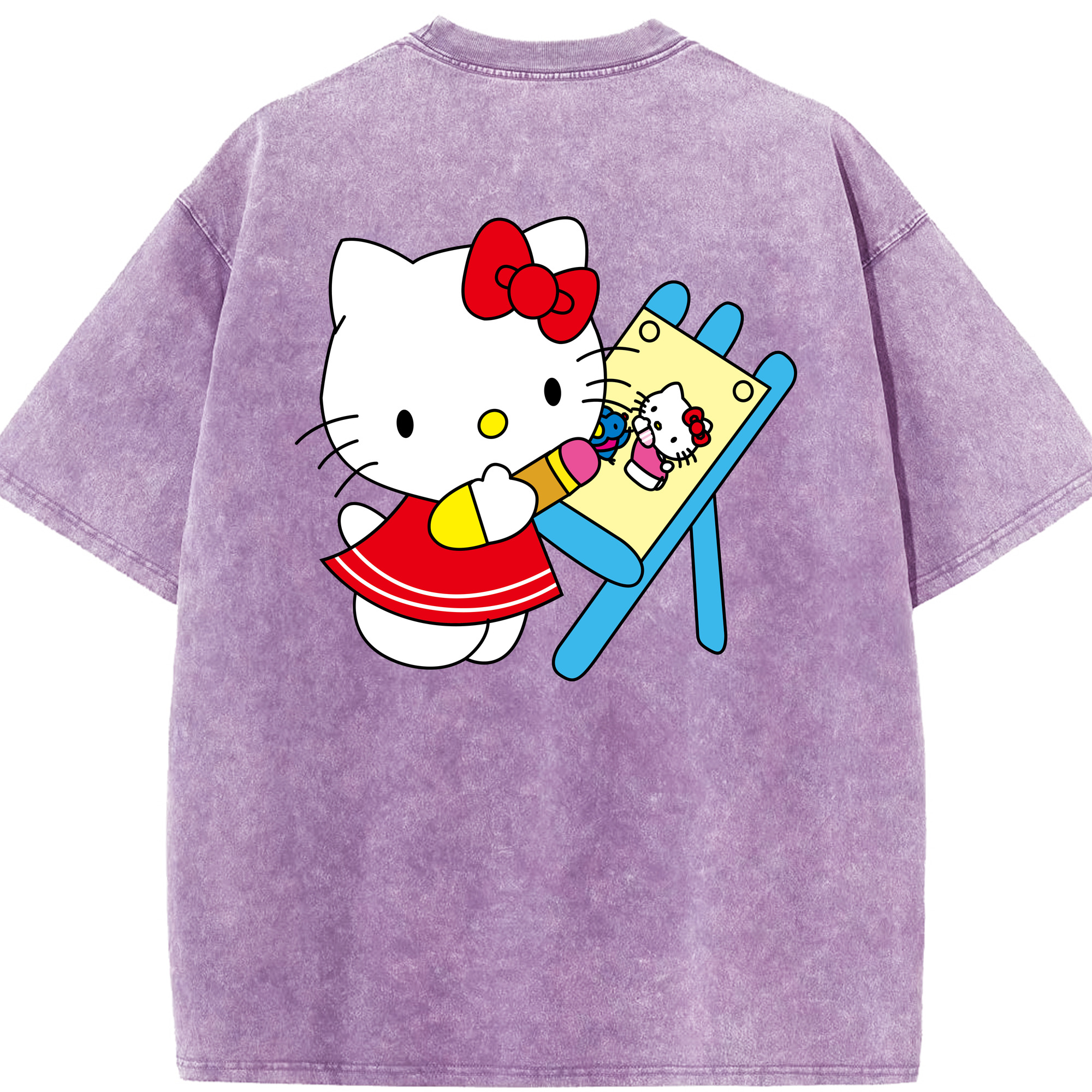 （画像用） Hello Kitty ハローキティ 綿100% ヴィンテージ風 半袖Tシャツ（背面プリント）