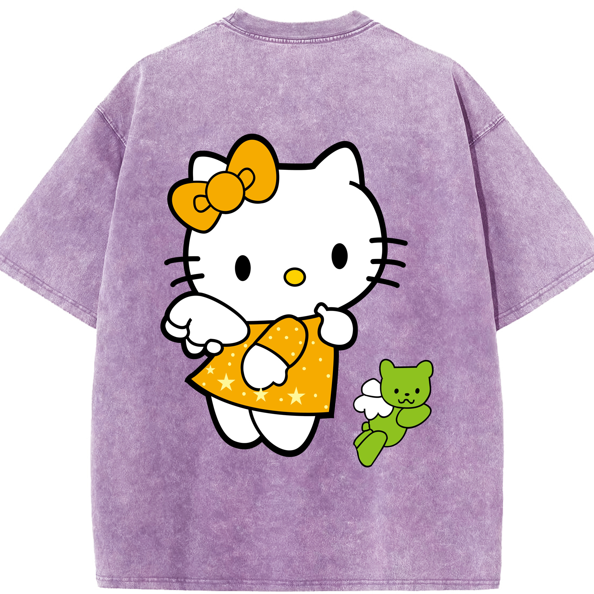 （画像用） Hello Kitty ハローキティ 綿100% ヴィンテージ風 半袖Tシャツ（背面プリント）