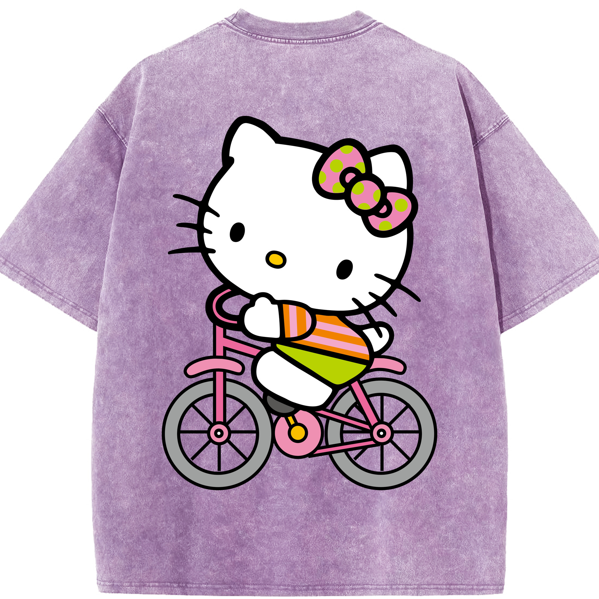 （画像用） Hello Kitty ハローキティ 綿100% ヴィンテージ風 半袖Tシャツ（背面プリント）