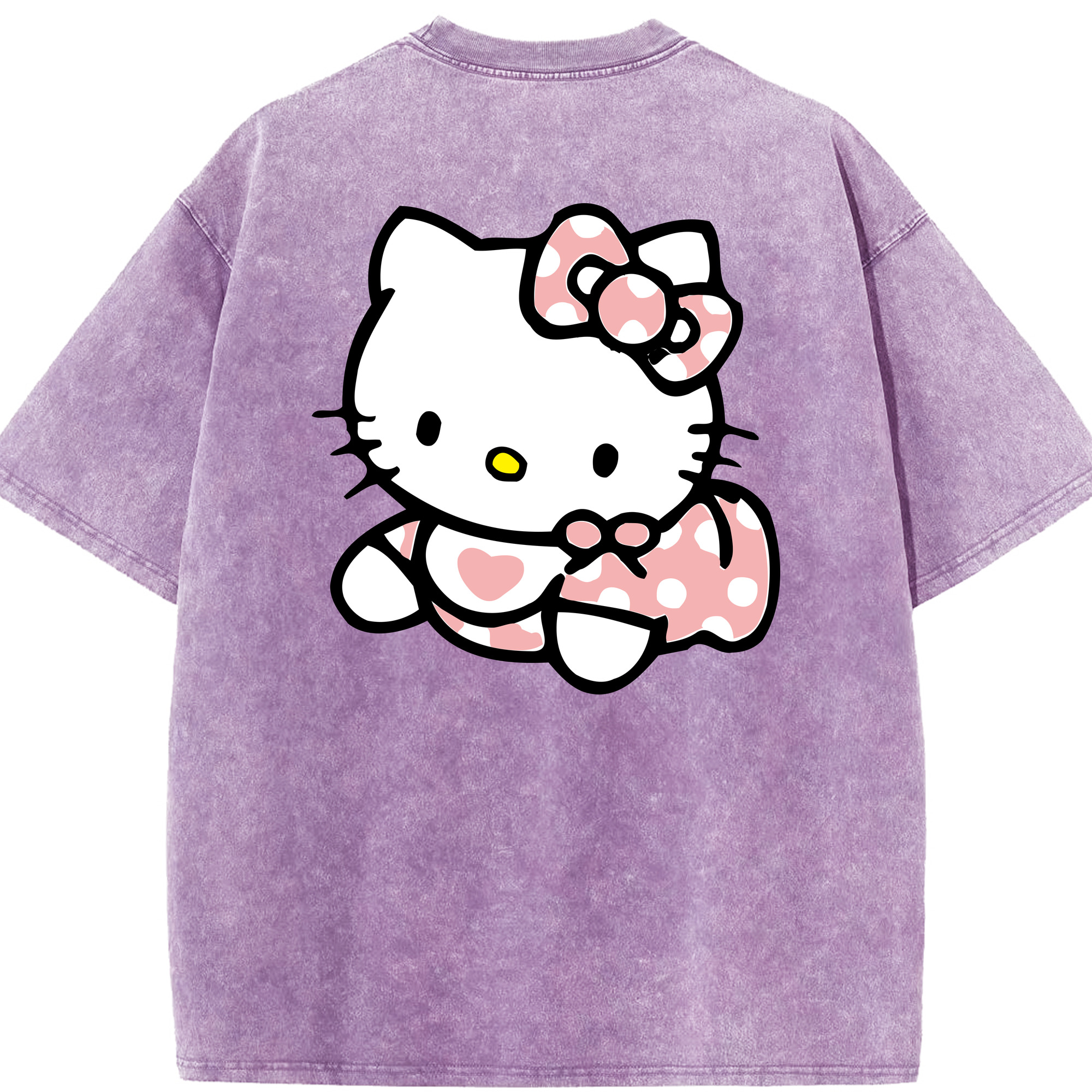 （画像用） Hello Kitty ハローキティ 綿100% ヴィンテージ風 半袖Tシャツ（背面プリント）