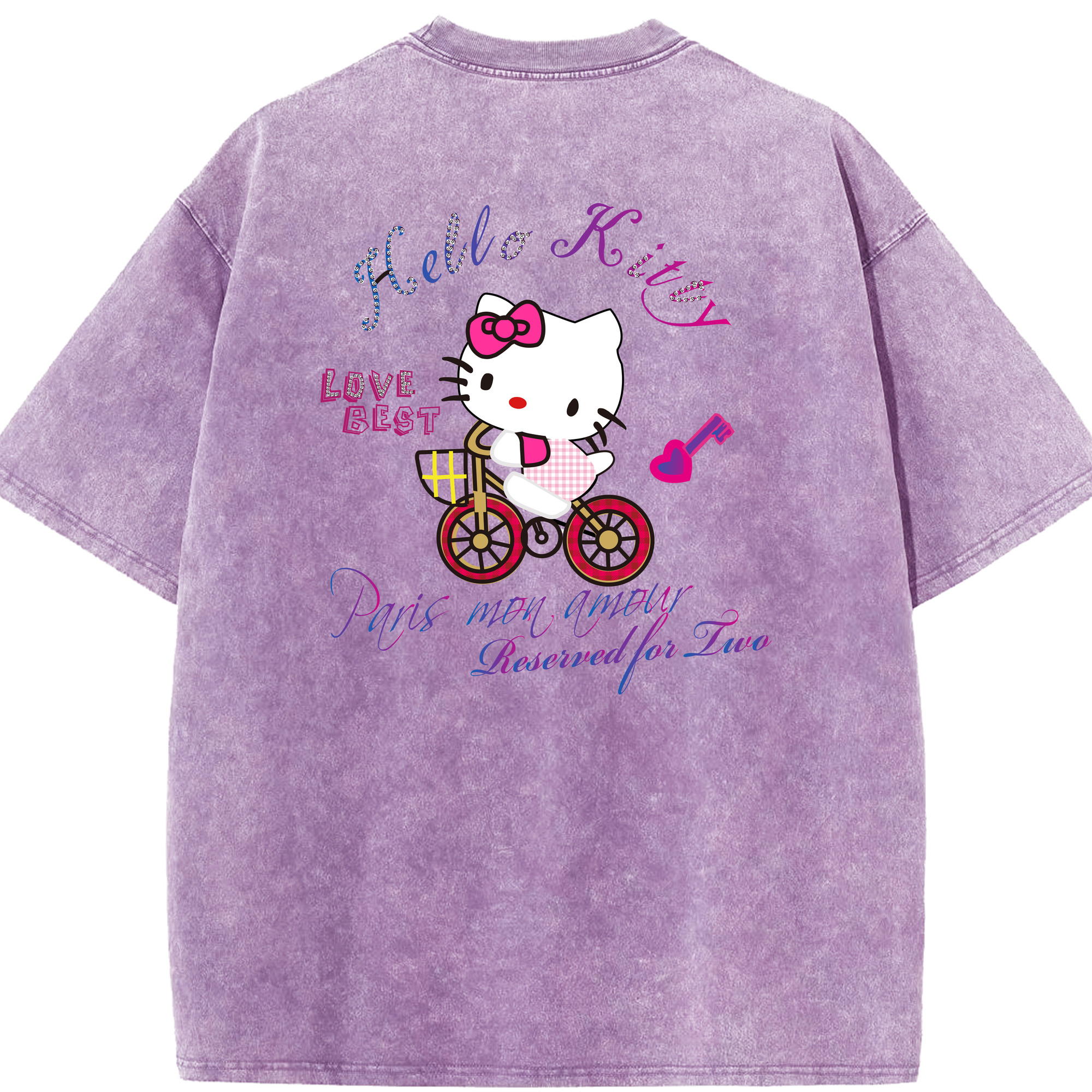 （画像用） Hello Kitty ハローキティ 綿100% ヴィンテージ風 半袖Tシャツ（背面プリント）