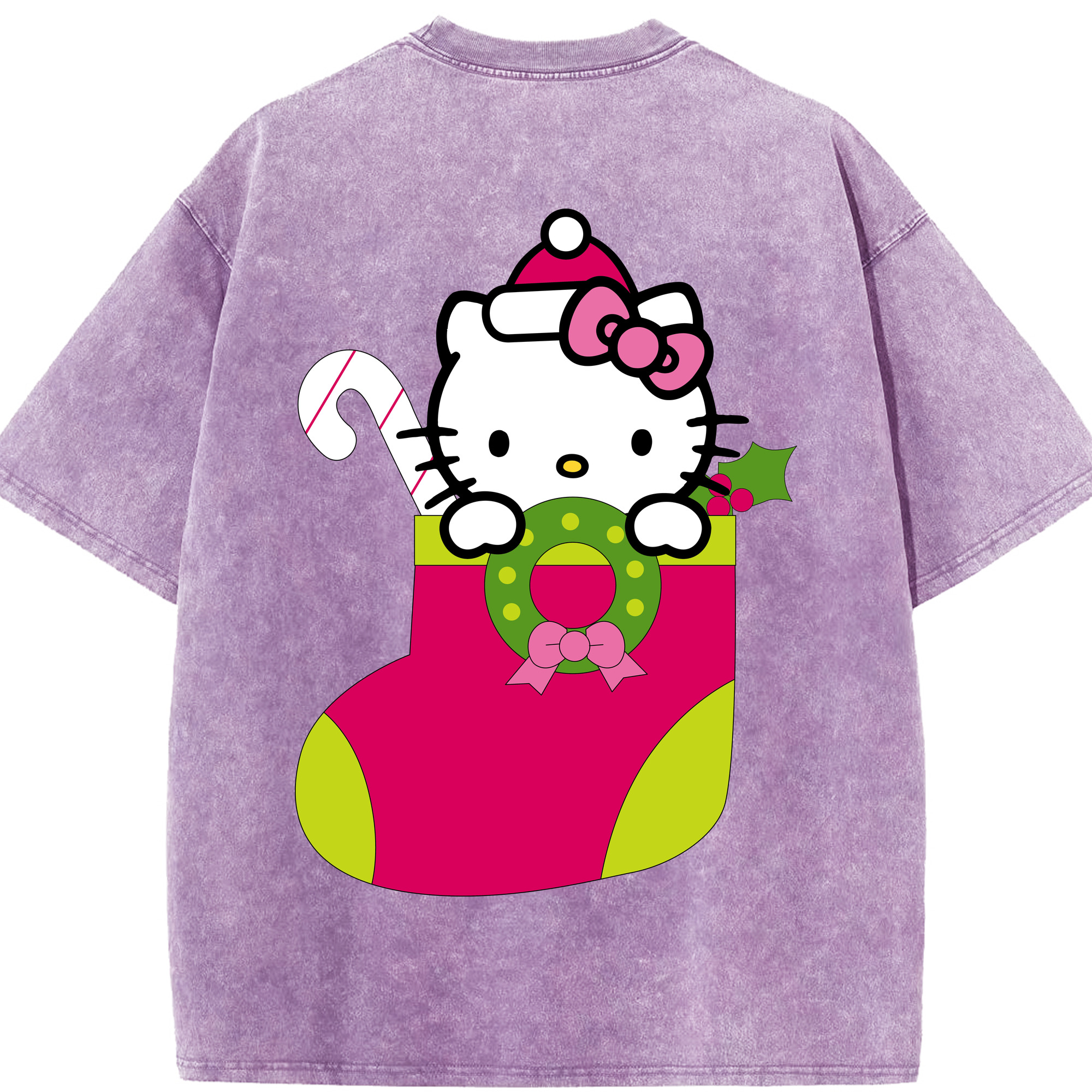 （画像用） Hello Kitty ハローキティ 綿100% ヴィンテージ風 半袖Tシャツ（背面プリント）