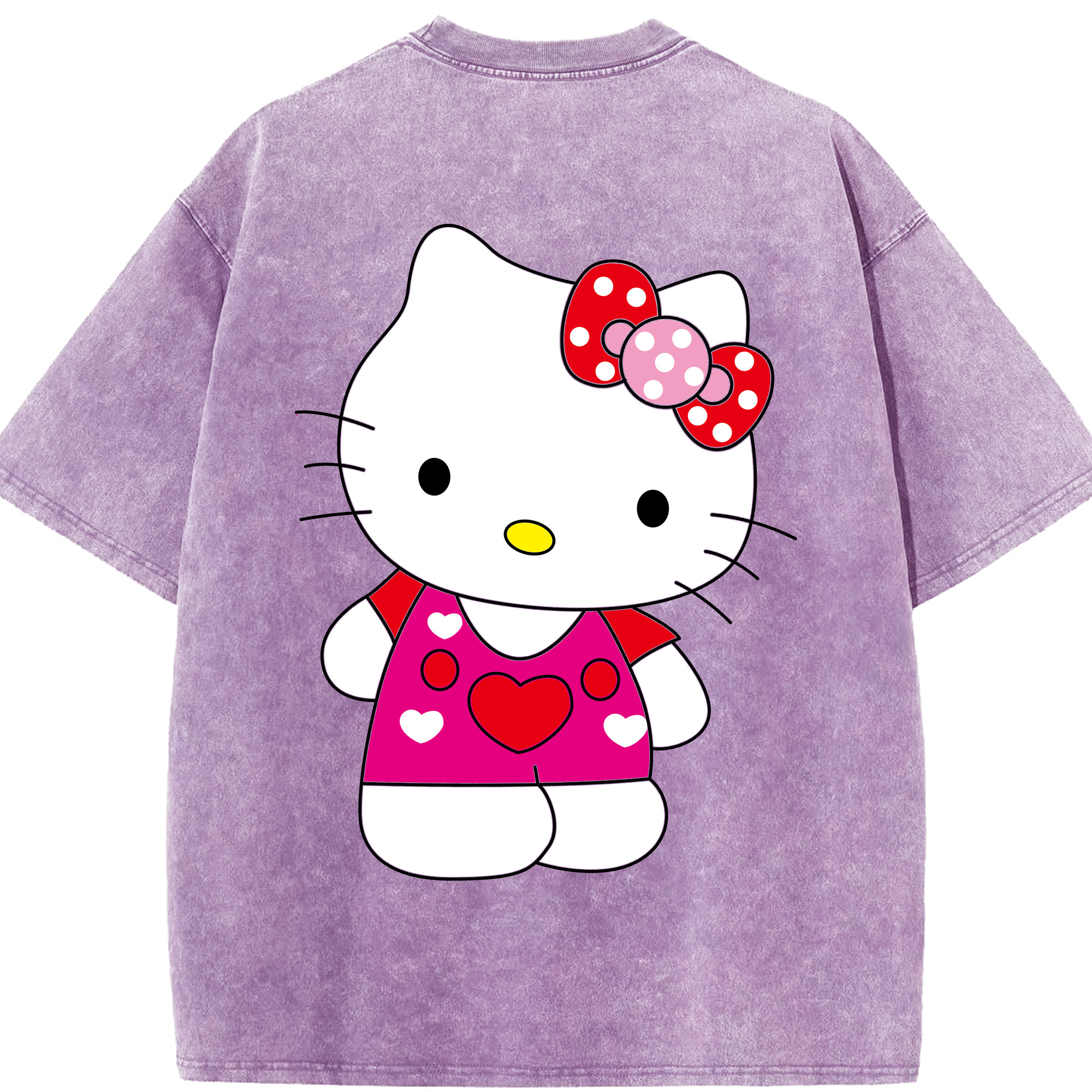 （画像用） Hello Kitty ハローキティ 綿100% ヴィンテージ風 半袖Tシャツ（背面プリント）