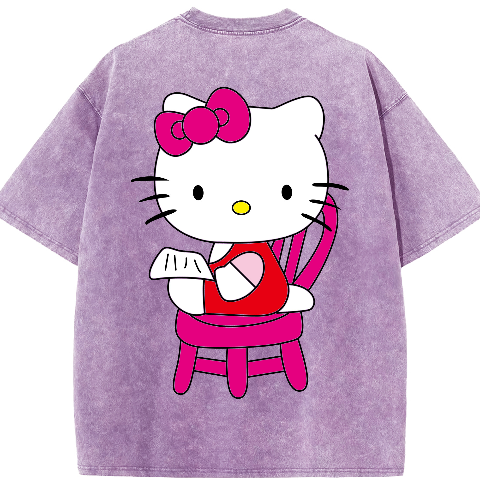 （画像用） Hello Kitty ハローキティ 綿100% ヴィンテージ風 半袖Tシャツ（背面プリント）