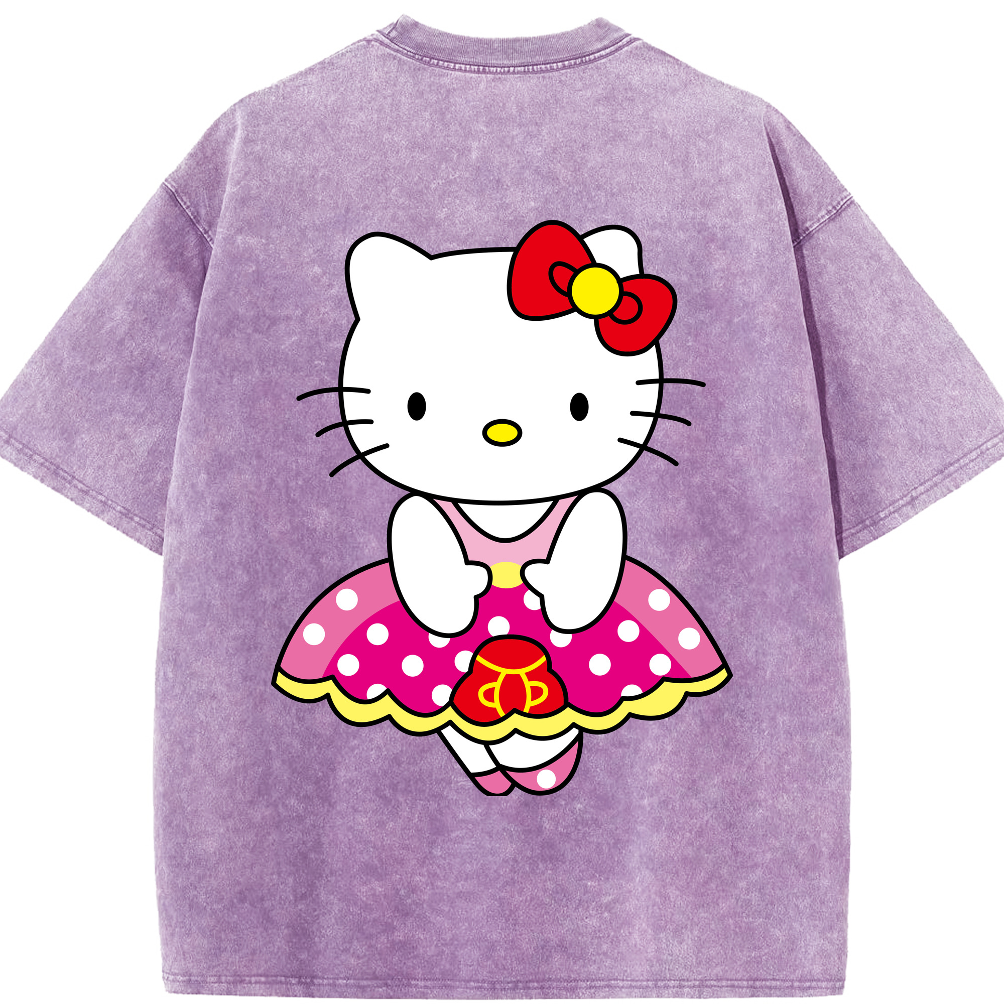 （画像用） Hello Kitty ハローキティ 綿100% ヴィンテージ風 半袖Tシャツ（背面プリント）