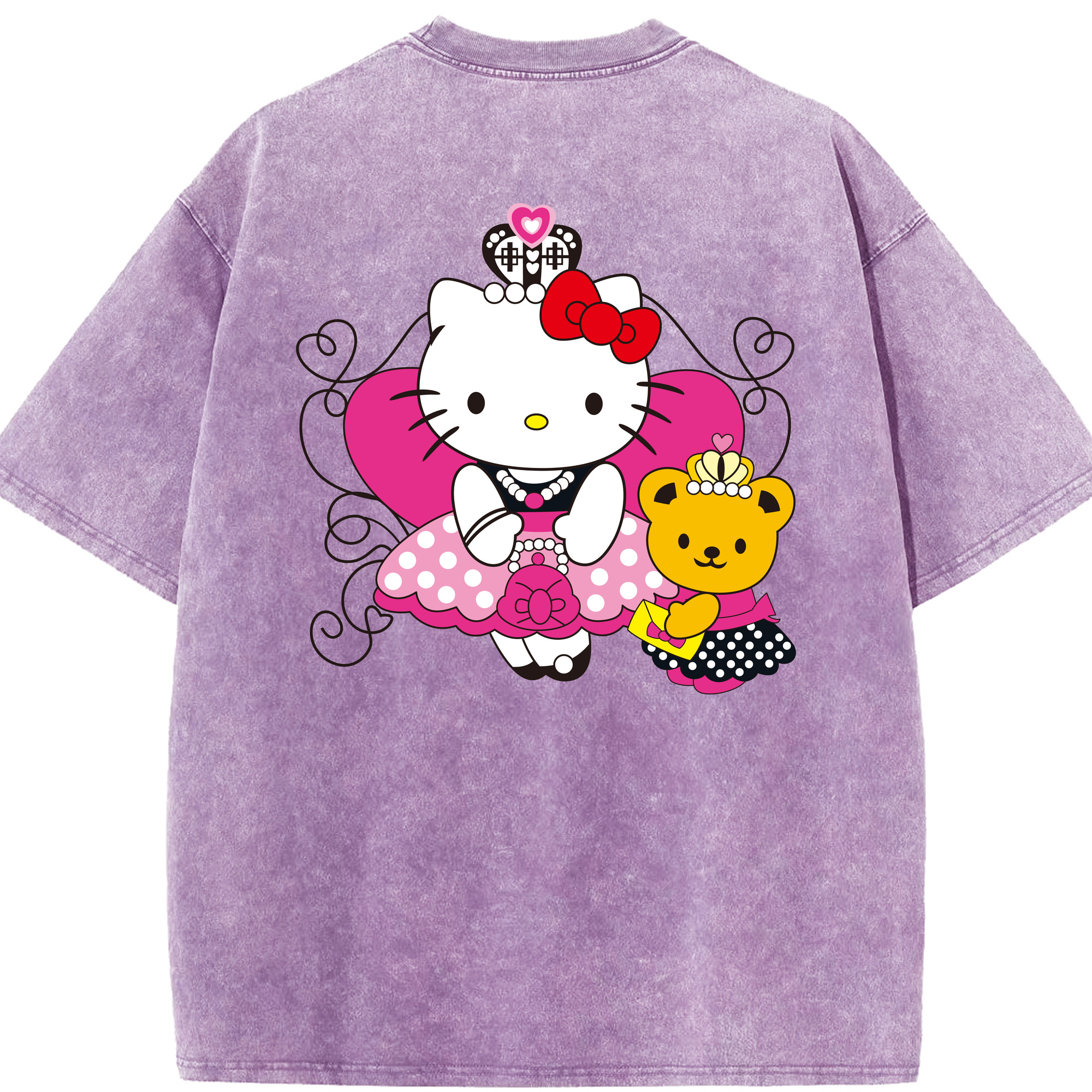 （画像用） Hello Kitty ハローキティ 綿100% ヴィンテージ風 半袖Tシャツ（背面プリント）
