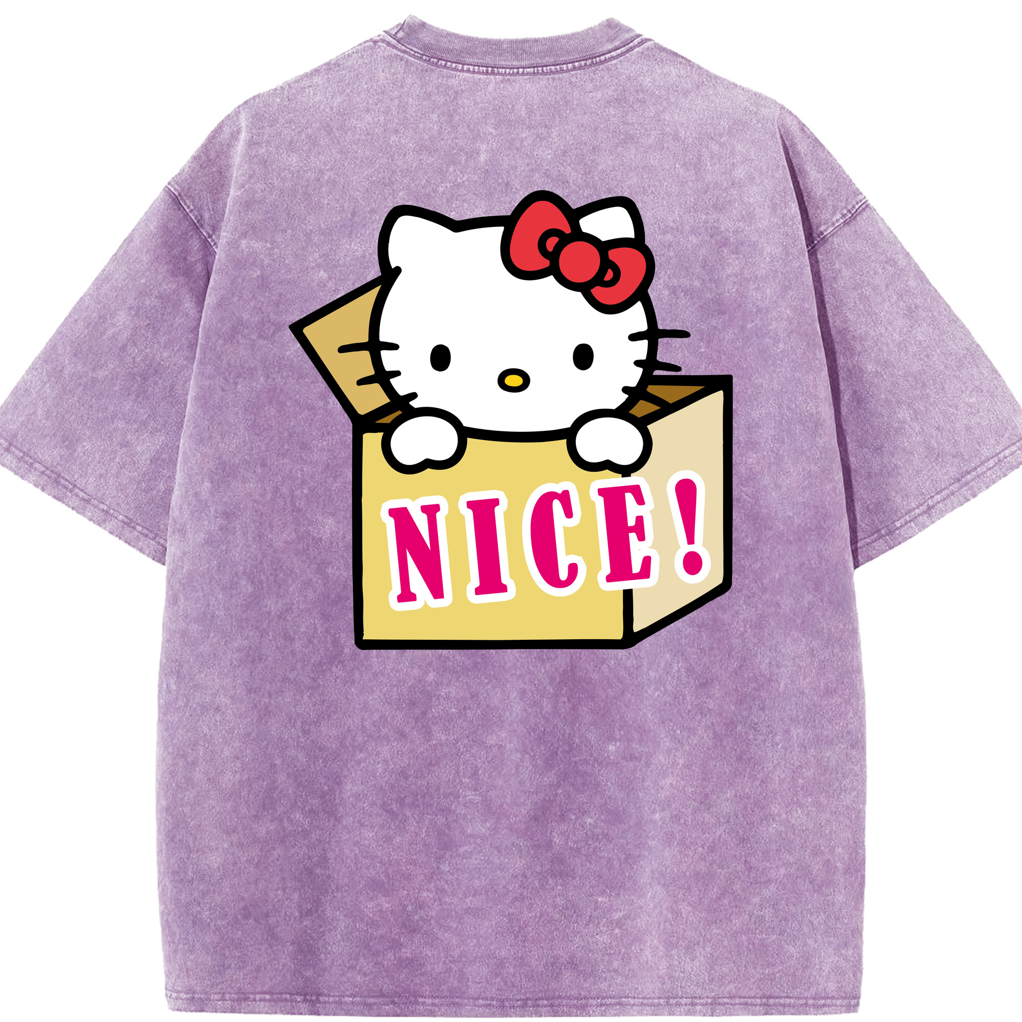 （画像用） Hello Kitty ハローキティ 綿100% ヴィンテージ風 半袖Tシャツ（背面プリント）