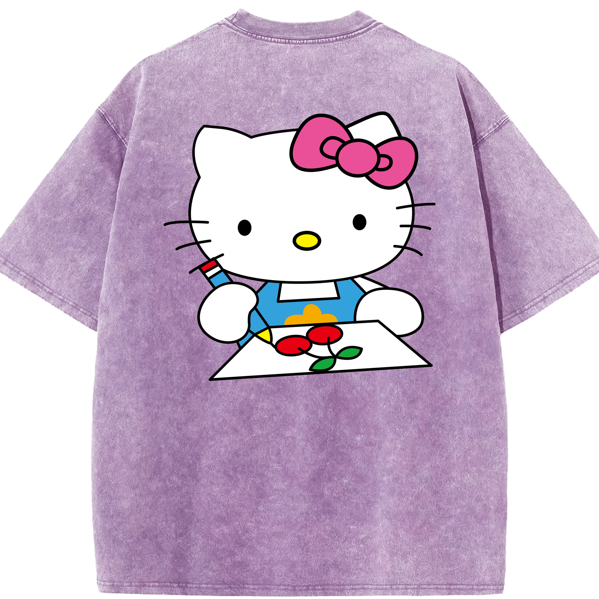 （画像用） Hello Kitty ハローキティ 綿100% ヴィンテージ風 半袖Tシャツ（背面プリント）