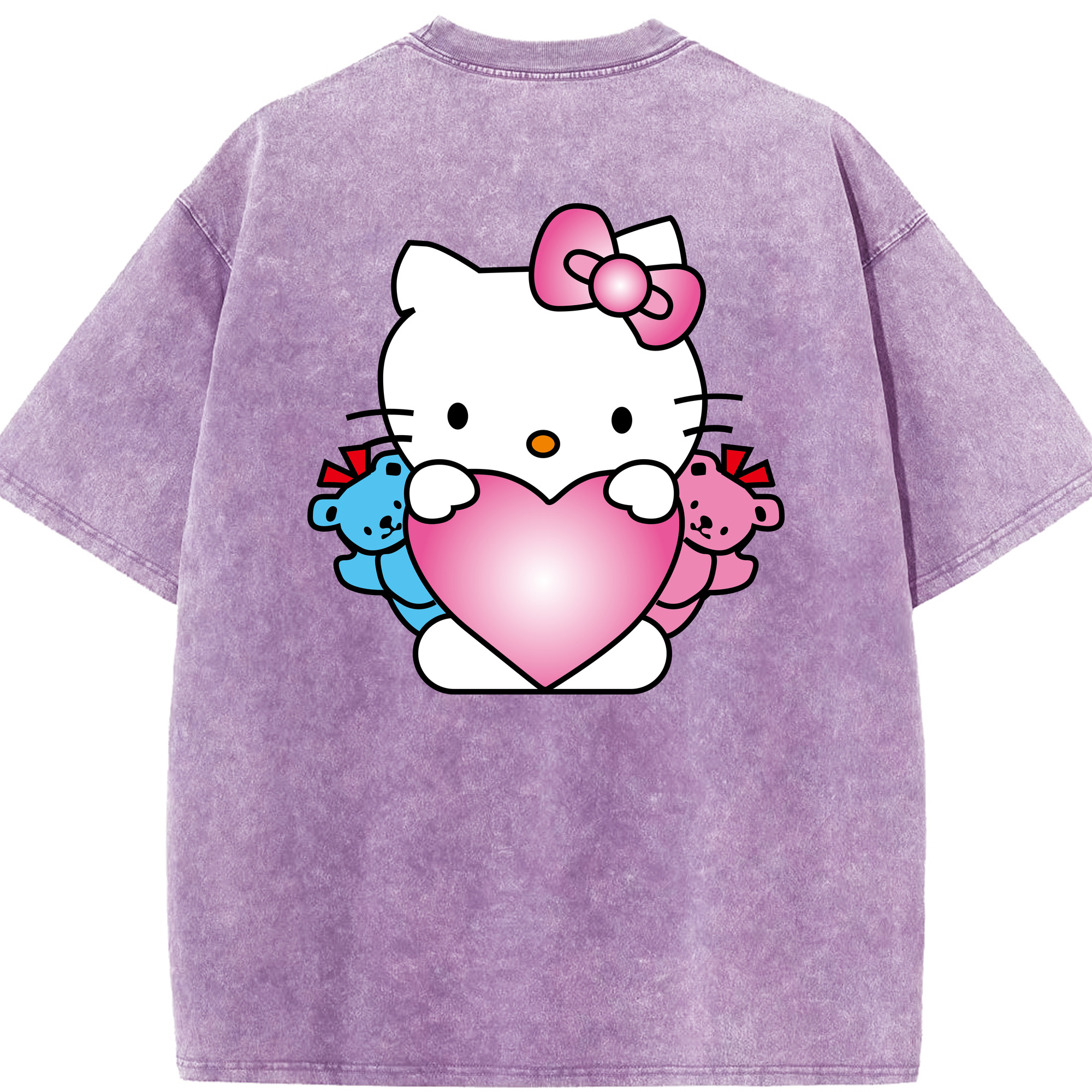 （画像用） Hello Kitty ハローキティ 綿100% ヴィンテージ風 半袖Tシャツ（背面プリント）