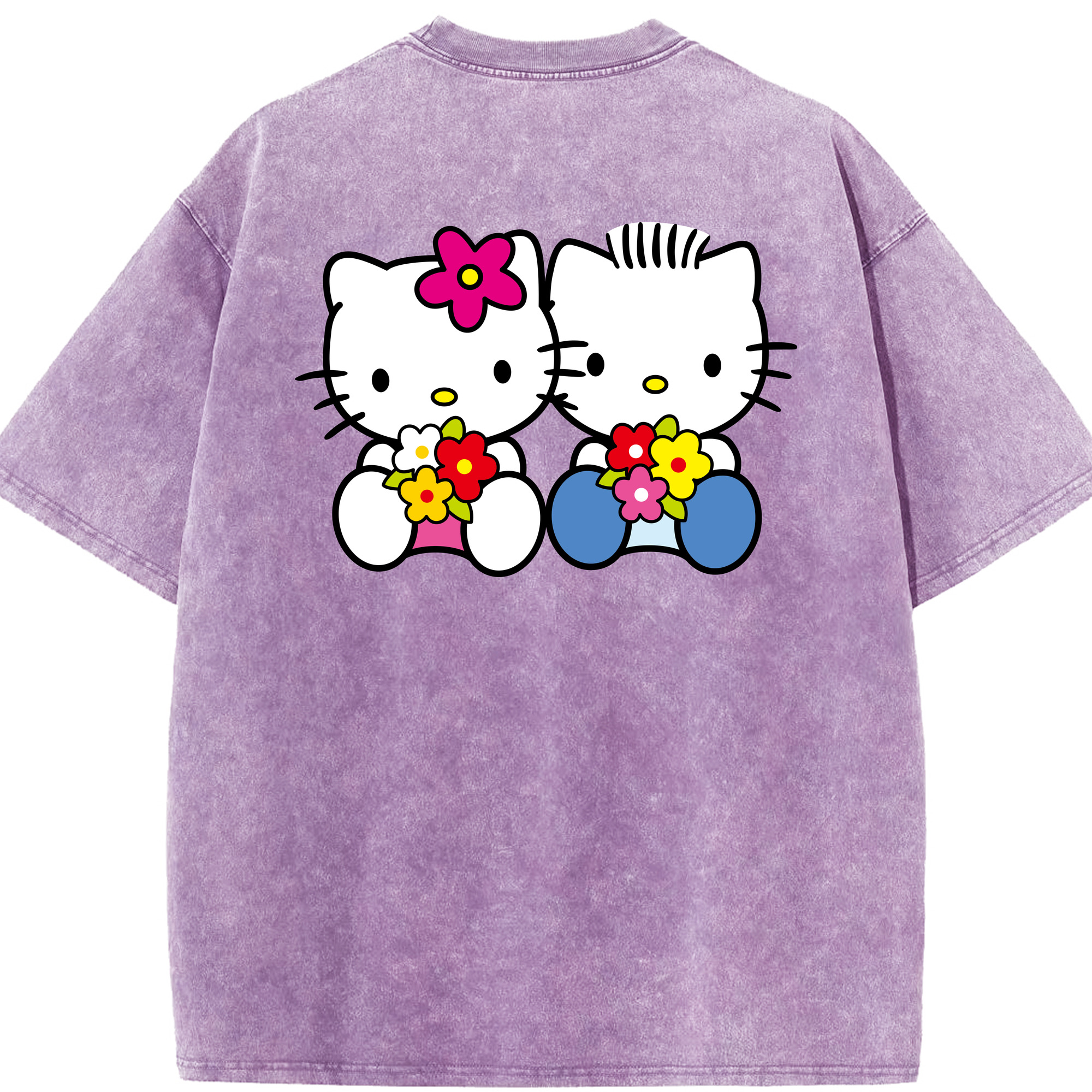 （画像用） Hello Kitty ハローキティ 綿100% ヴィンテージ風 半袖Tシャツ（背面プリント）