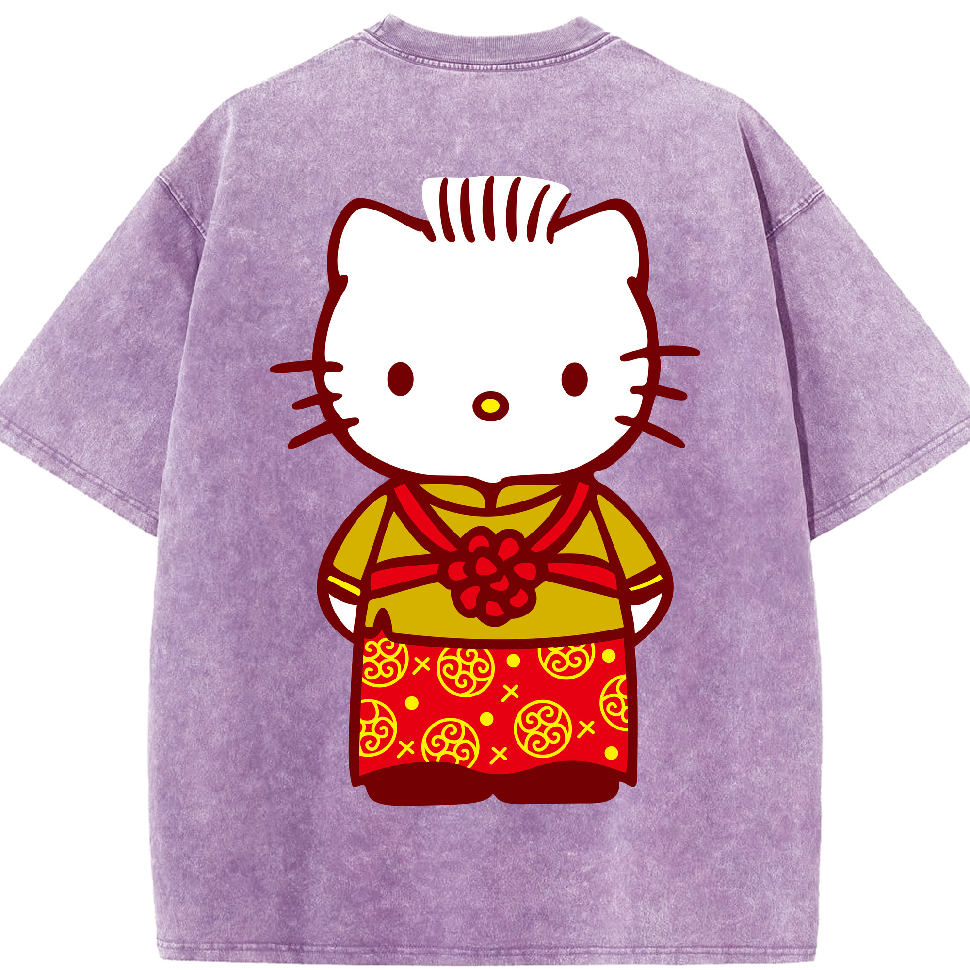 （画像用） Hello Kitty ハローキティ 綿100% ヴィンテージ風 半袖Tシャツ（背面プリント）