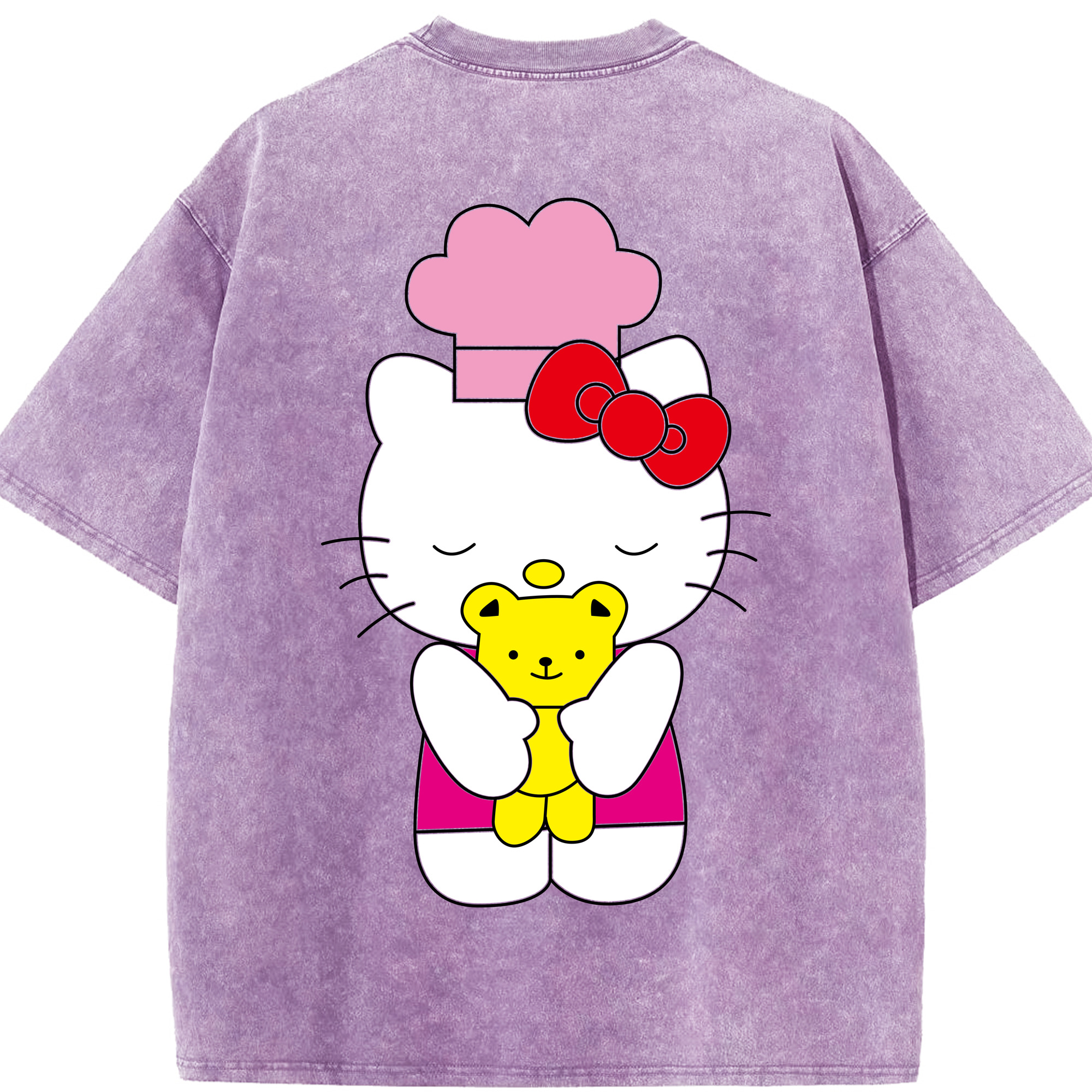 （画像用） Hello Kitty ハローキティ 綿100% ヴィンテージ風 半袖Tシャツ（背面プリント）