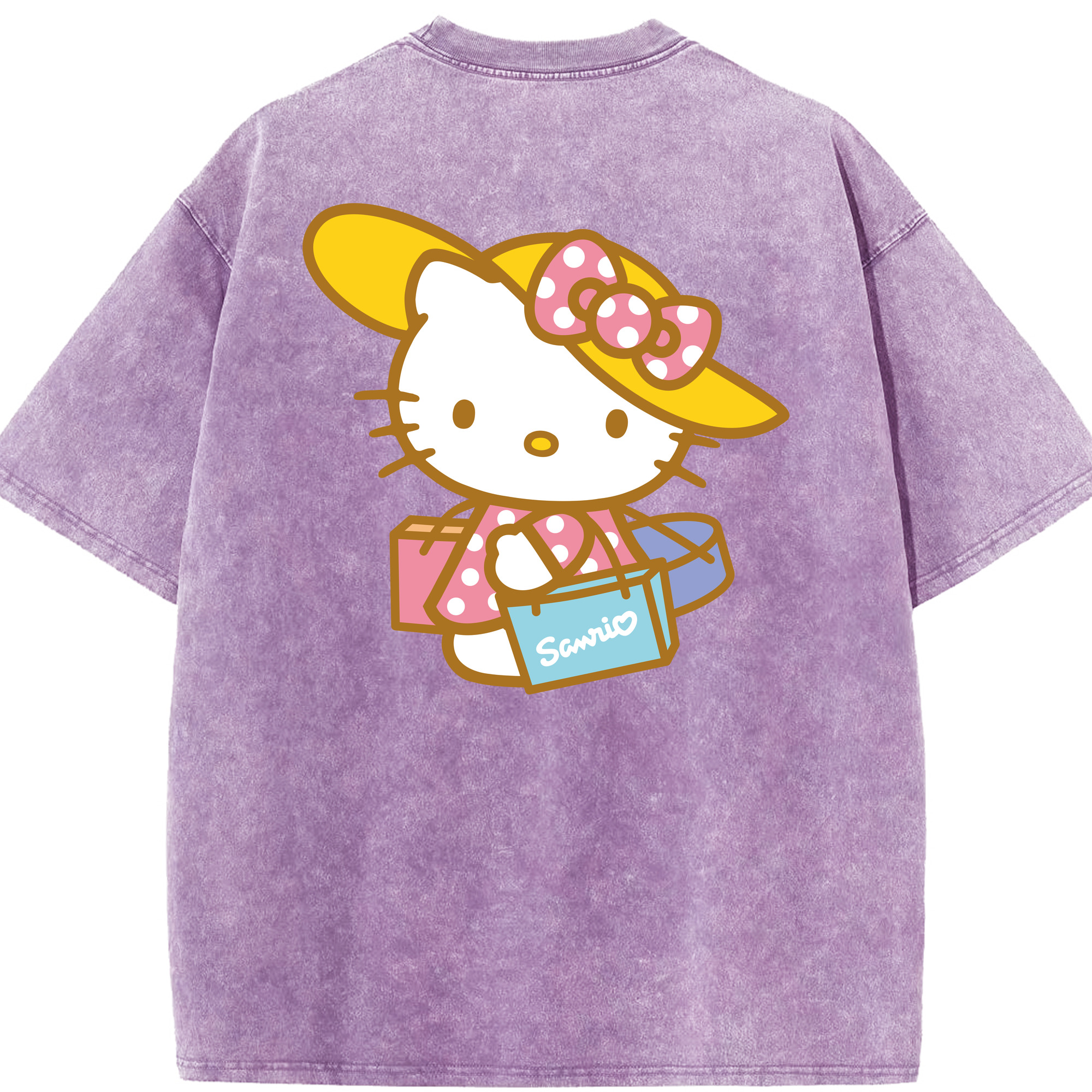 （画像用） Hello Kitty ハローキティ 綿100% ヴィンテージ風 半袖Tシャツ（背面プリント）