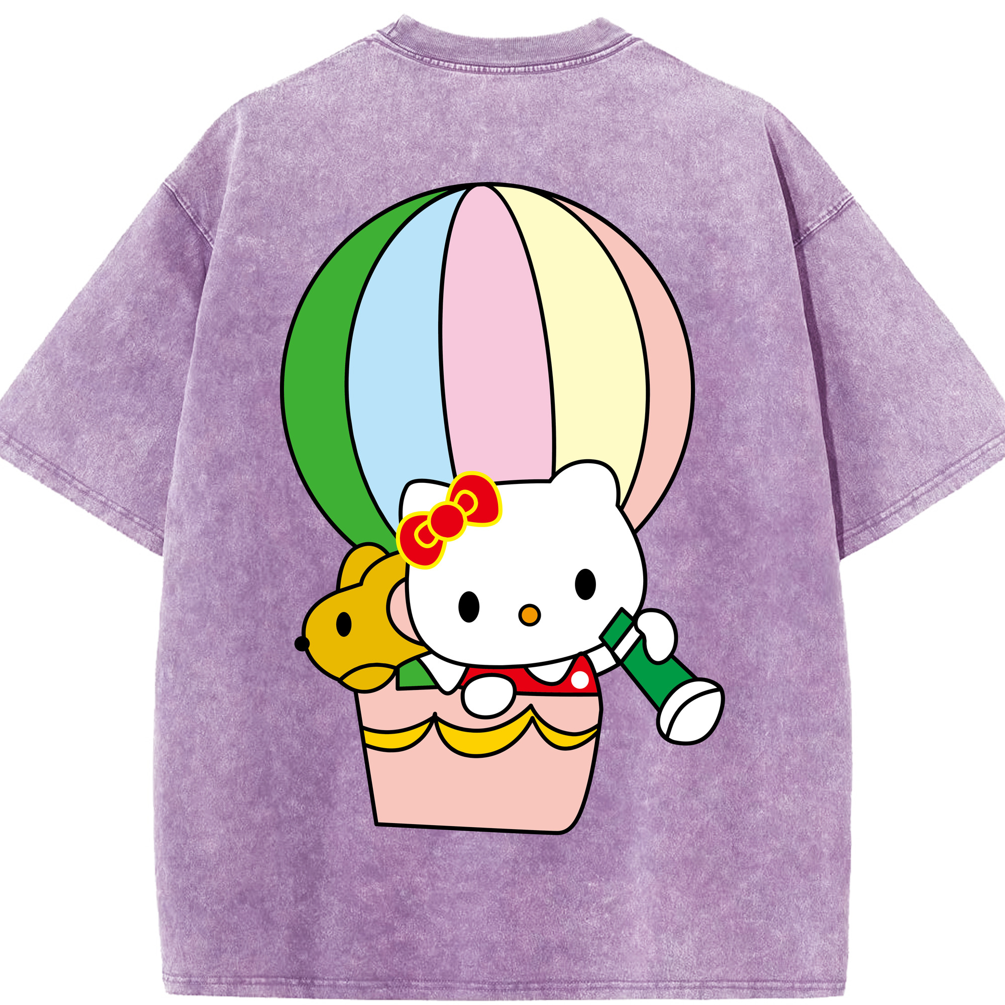 （画像用） Hello Kitty ハローキティ 綿100% ヴィンテージ風 半袖Tシャツ（背面プリント）