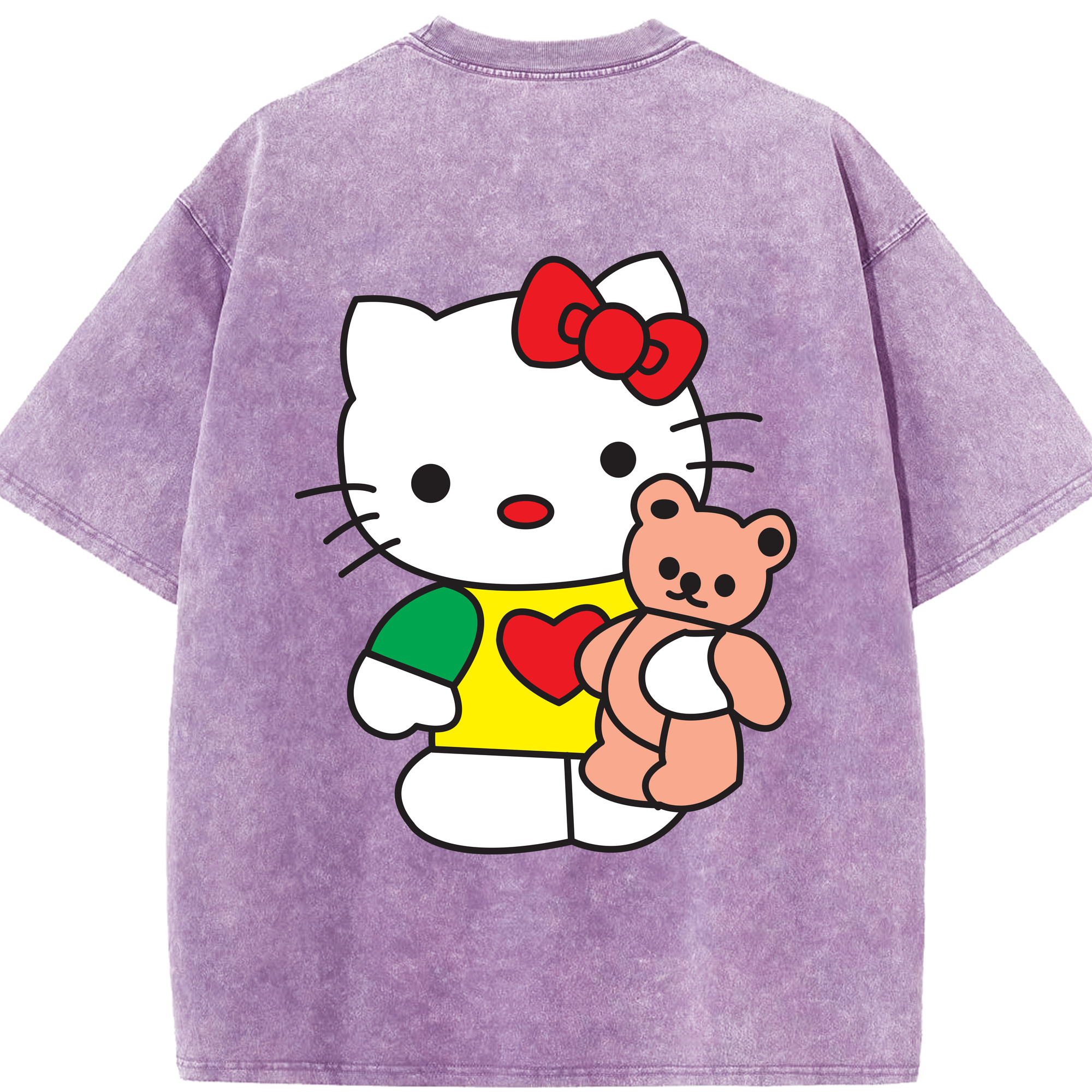 （画像用） Hello Kitty ハローキティ 綿100% ヴィンテージ風 半袖Tシャツ（背面プリント）