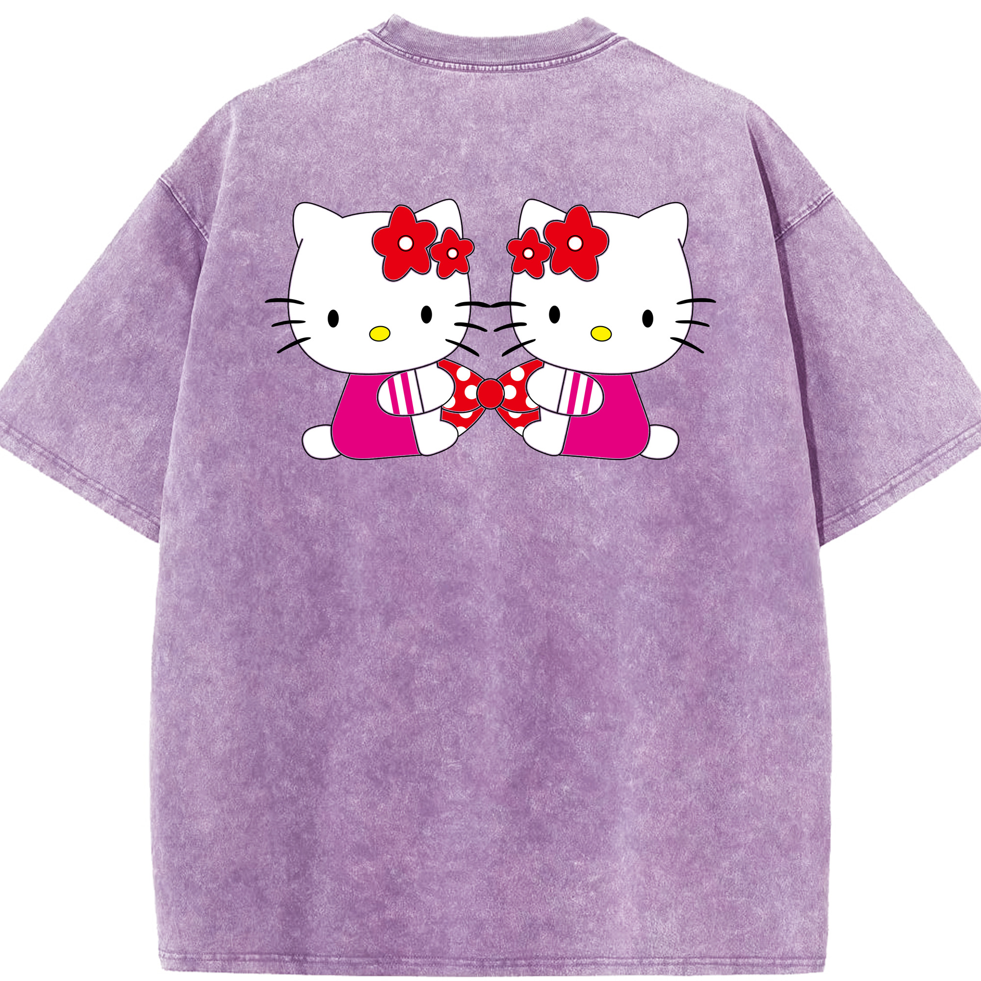 （画像用） Hello Kitty ハローキティ 綿100% ヴィンテージ風 半袖Tシャツ（背面プリント）