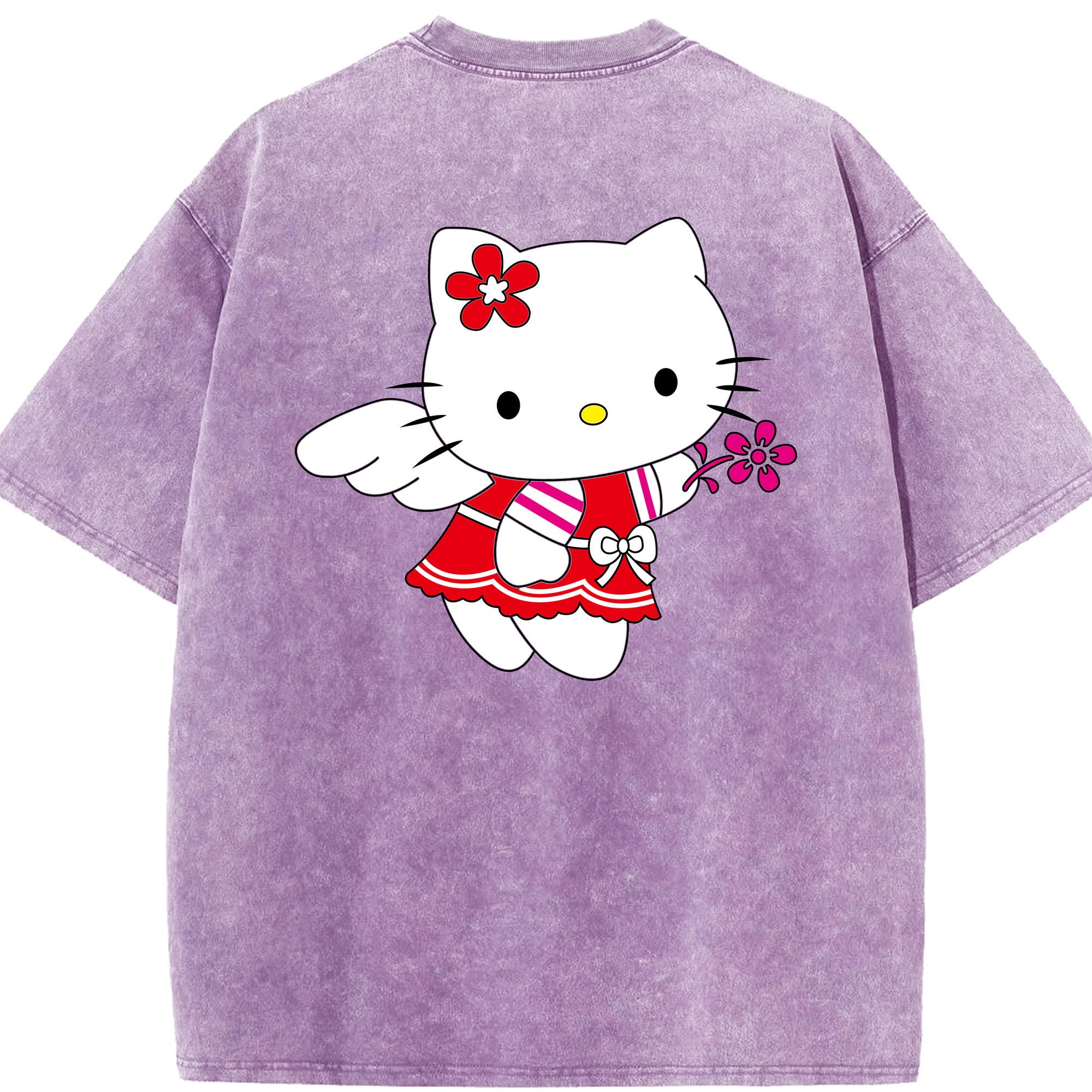 （画像用） Hello Kitty ハローキティ 綿100% ヴィンテージ風 半袖Tシャツ（背面プリント）