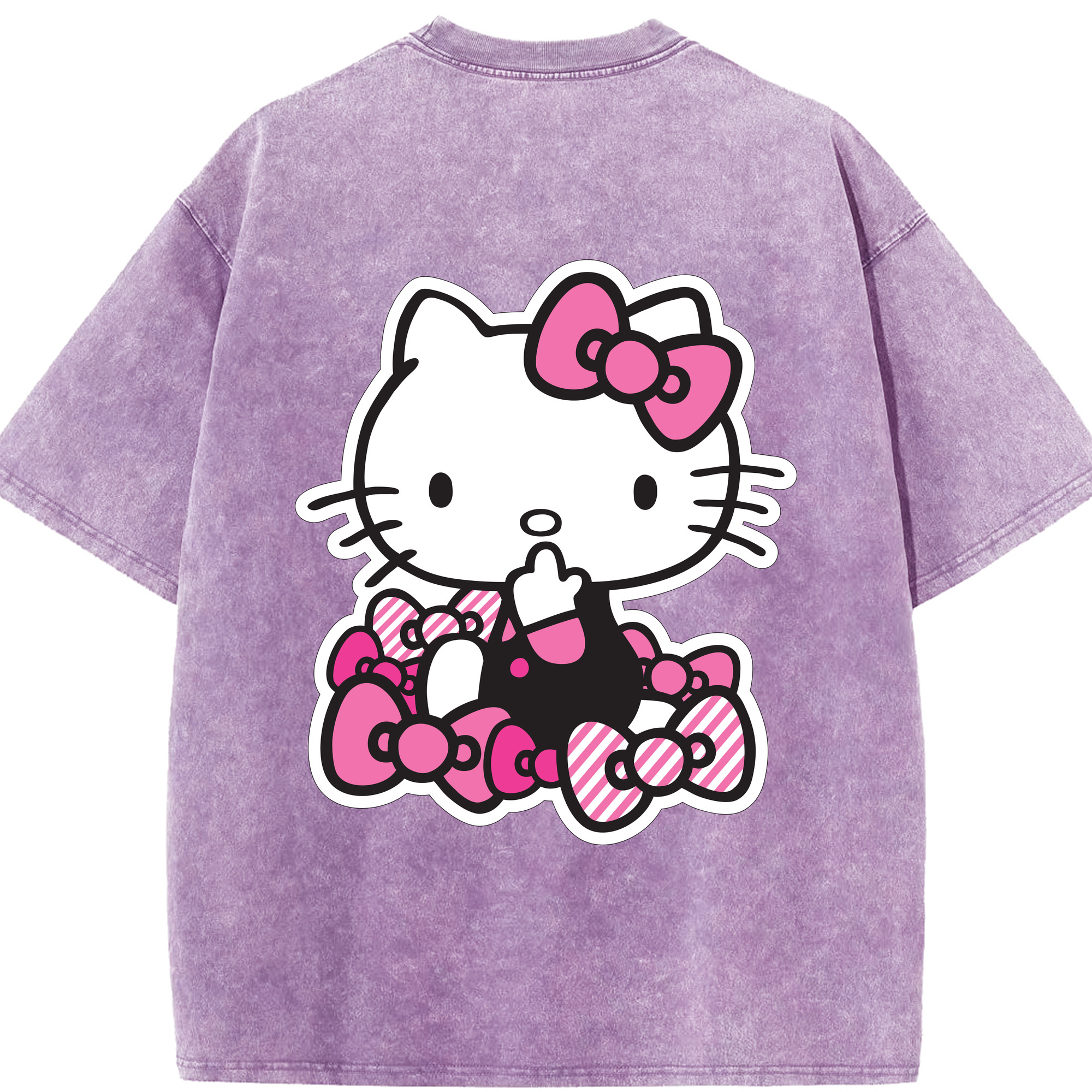 （画像用） Hello Kitty ハローキティ 綿100% ヴィンテージ風 半袖Tシャツ（背面プリント）