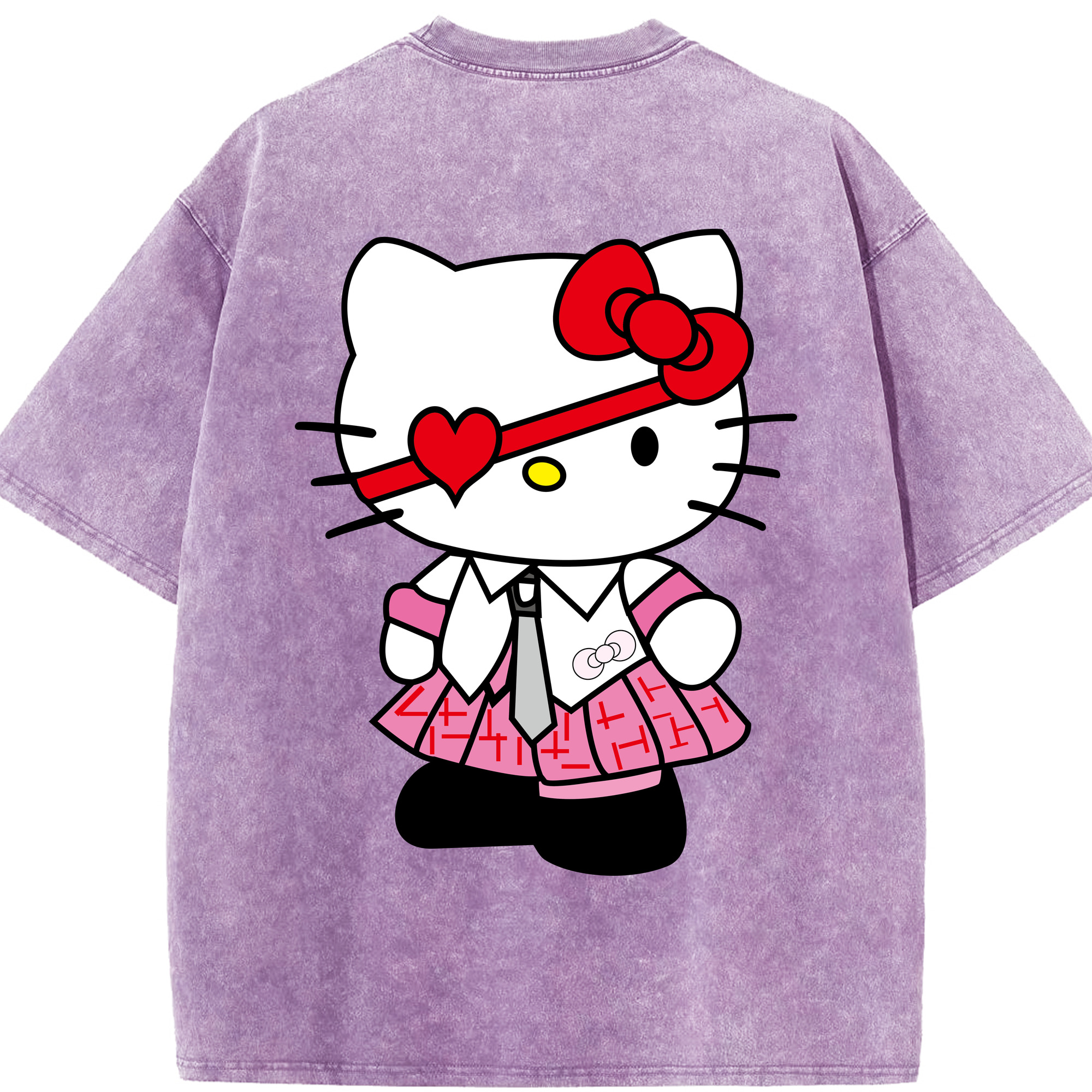 （画像用） Hello Kitty ハローキティ 綿100% ヴィンテージ風 半袖Tシャツ（背面プリント）