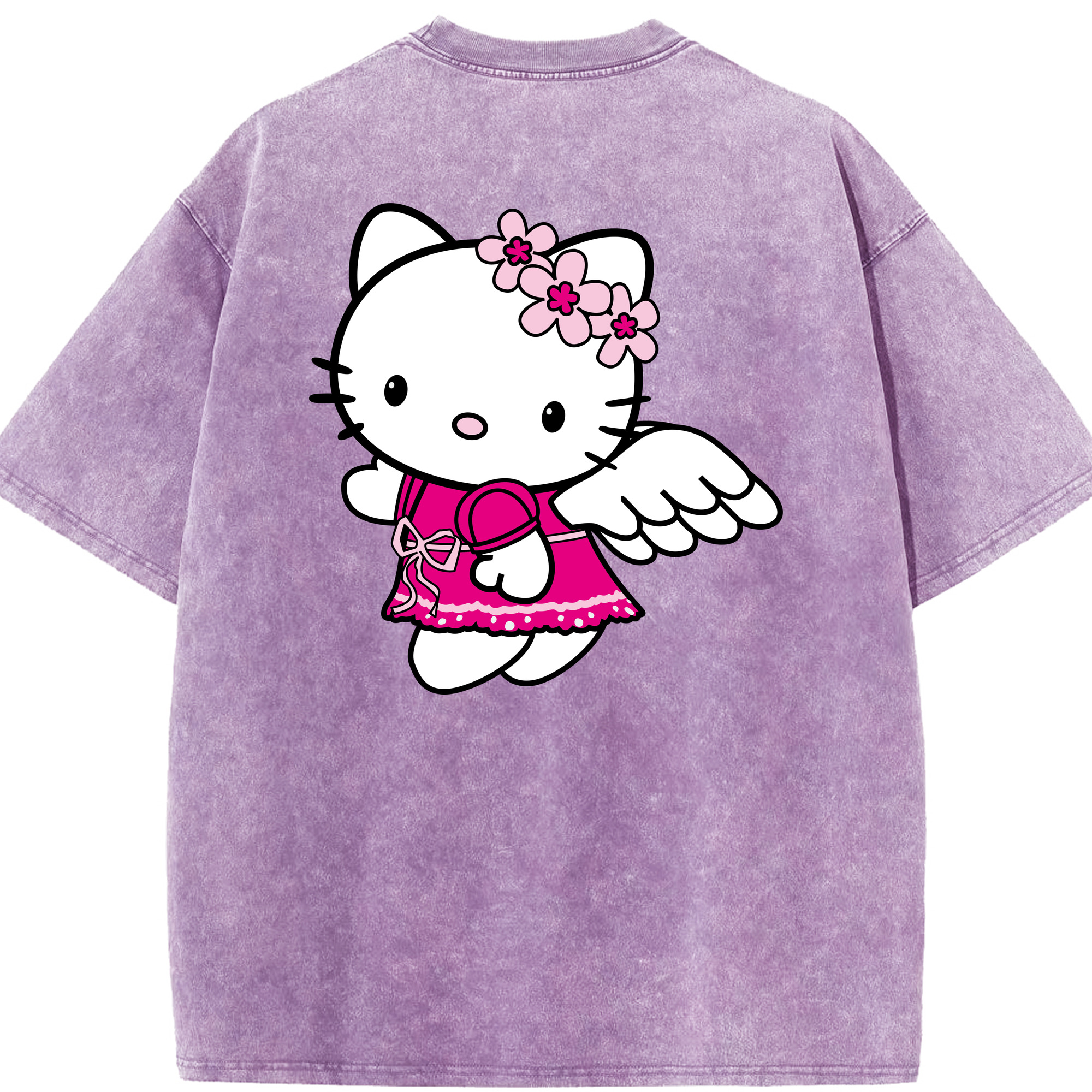（画像用） Hello Kitty ハローキティ 綿100% ヴィンテージ風 半袖Tシャツ（背面プリント）