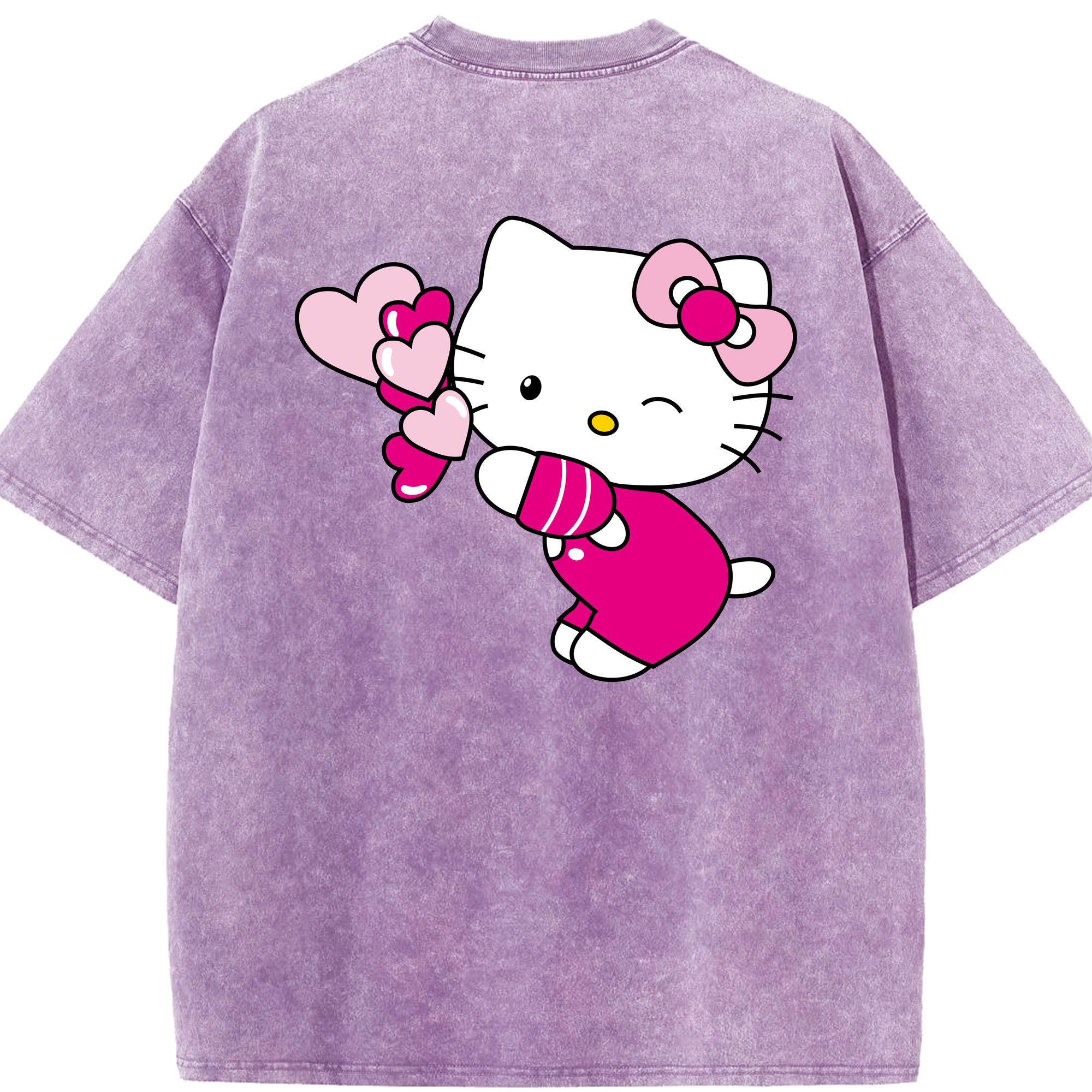 （画像用） Hello Kitty ハローキティ 綿100% ヴィンテージ風 半袖Tシャツ（背面プリント）