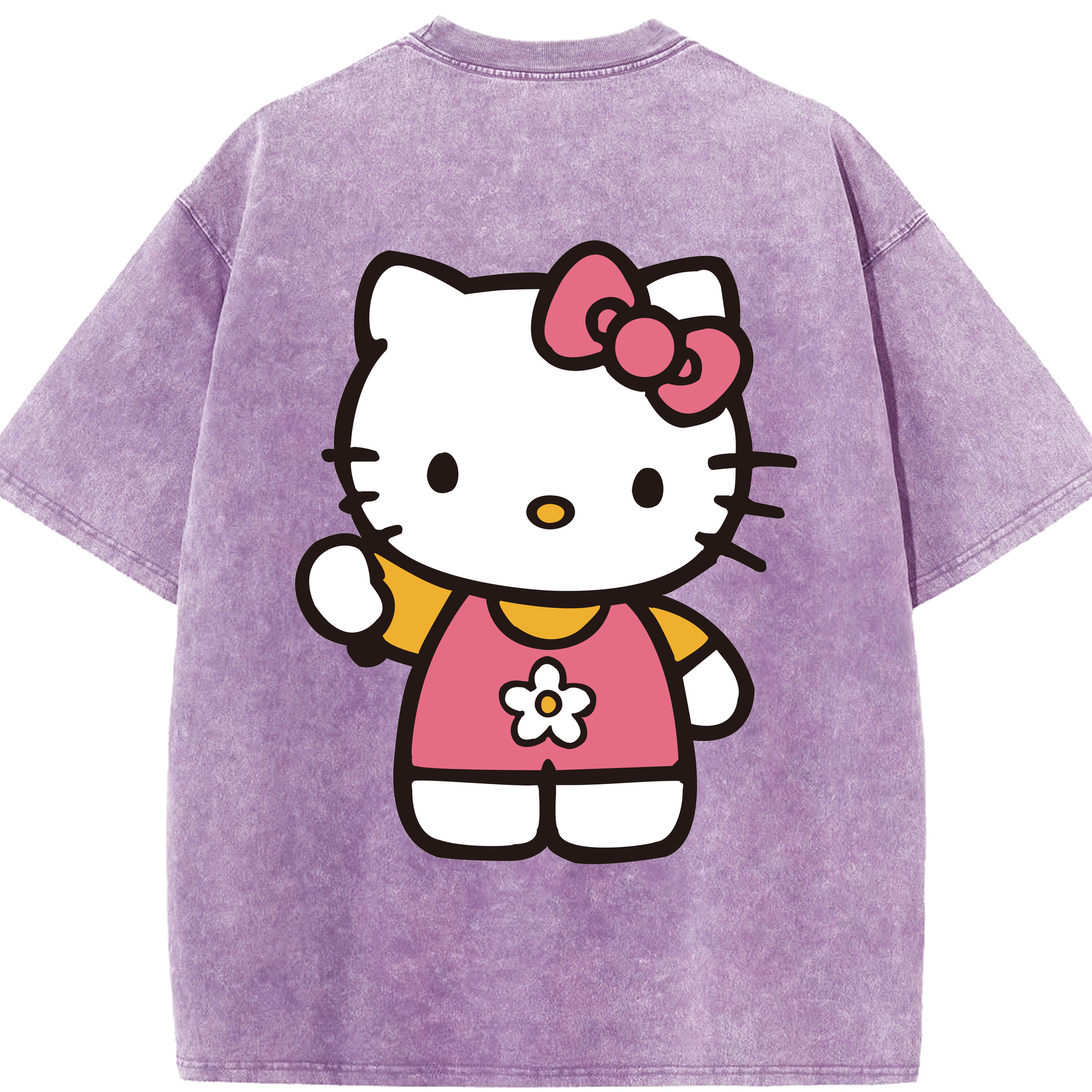 （画像用） Hello Kitty ハローキティ 綿100% ヴィンテージ風 半袖Tシャツ（背面プリント）